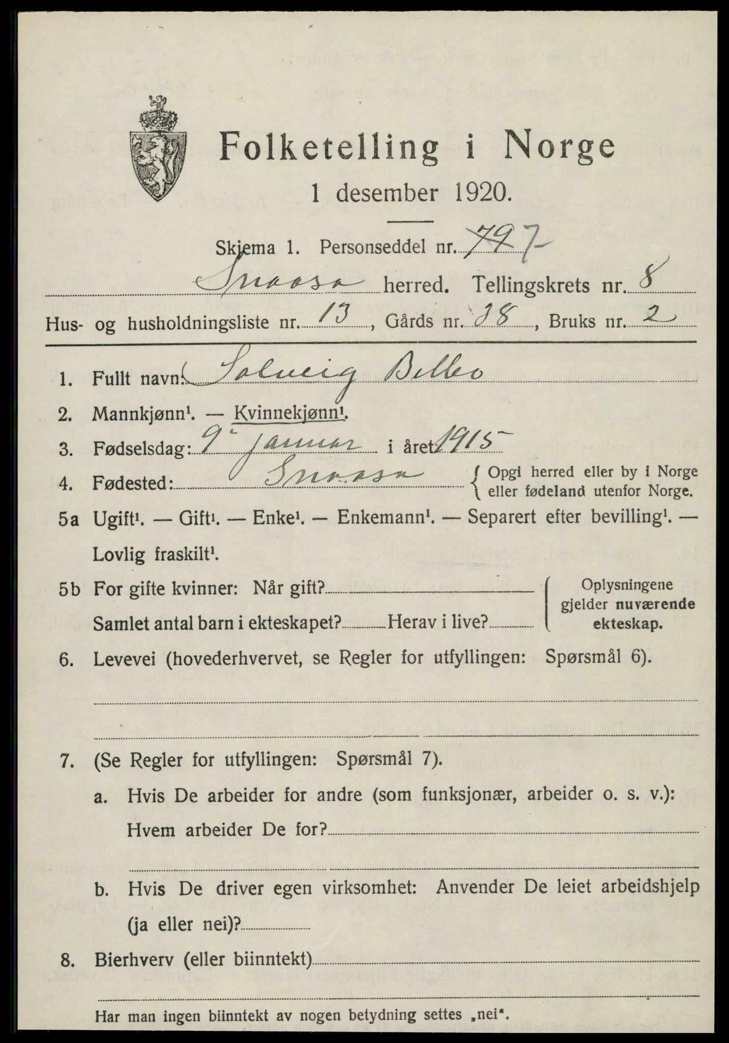 SAT, Folketelling 1920 for 1736 Snåsa herred, 1920, s. 3324