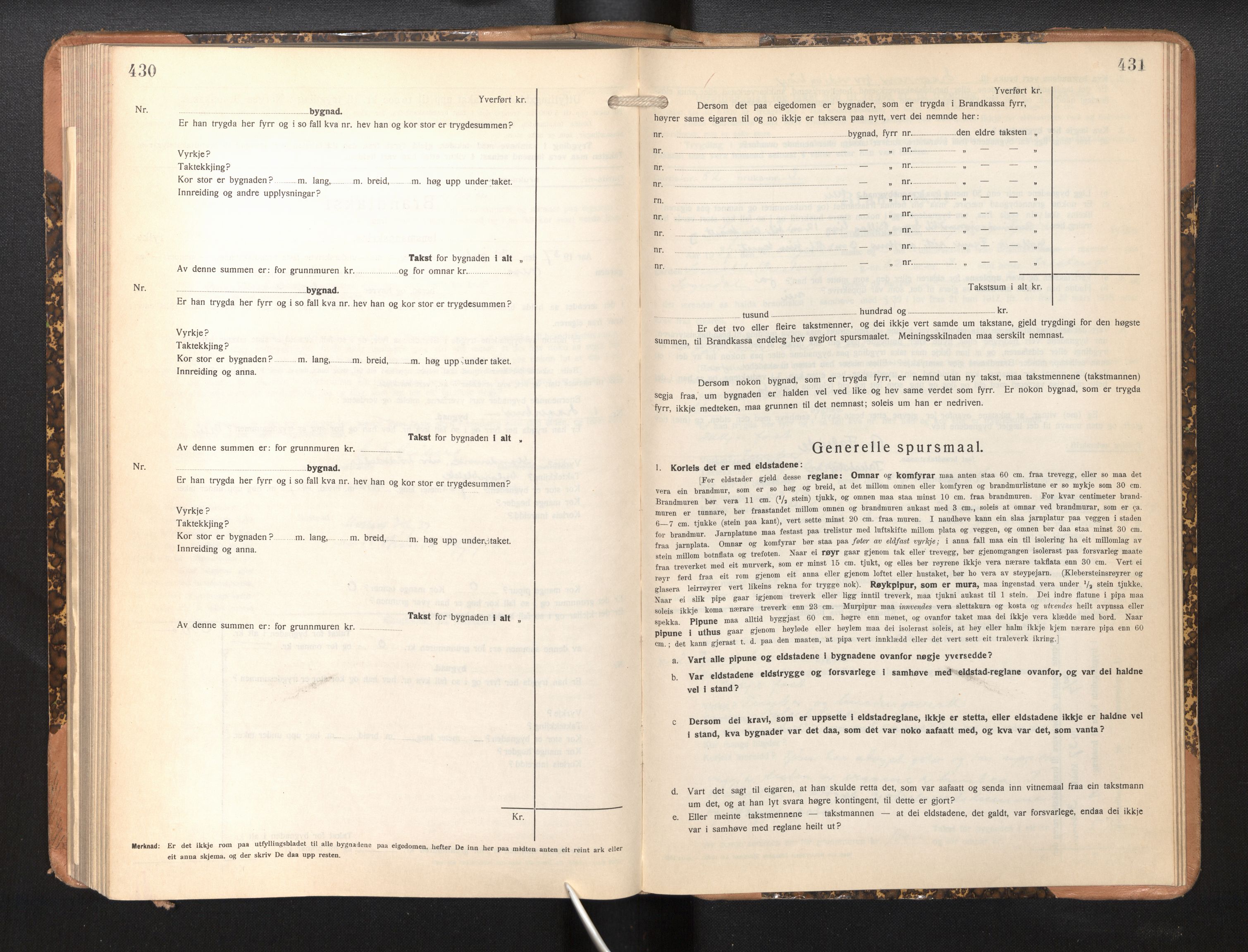 Lensmannen i Sogndal, SAB/A-29901/0012/L0013: Branntakstprotokoll, skjematakst, 1931-1938, s. 430-431