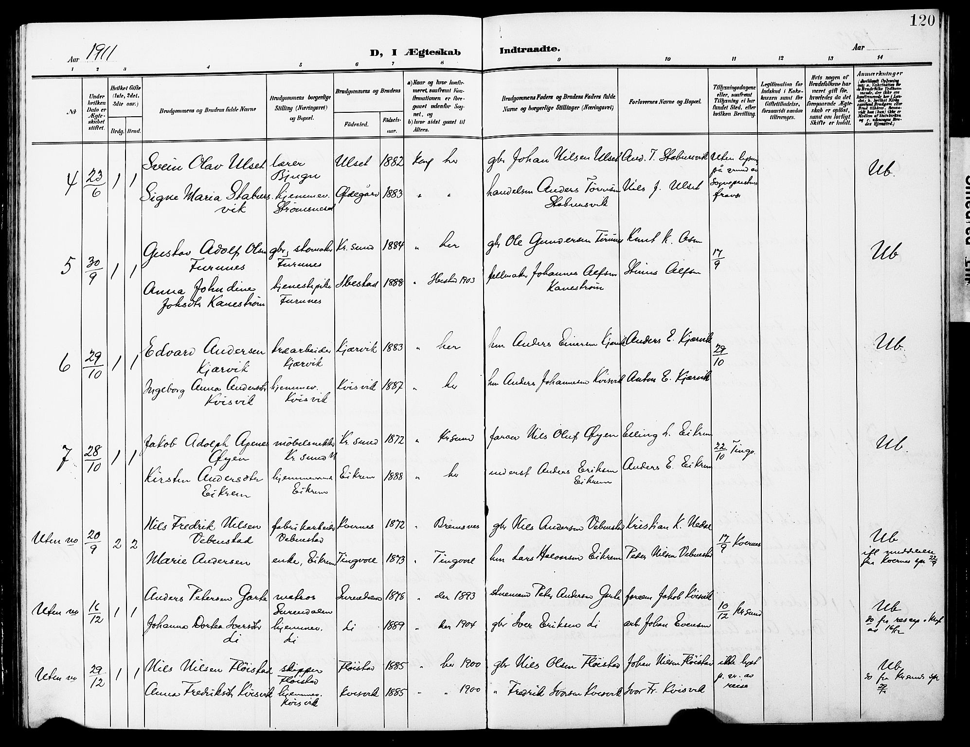 Ministerialprotokoller, klokkerbøker og fødselsregistre - Møre og Romsdal, AV/SAT-A-1454/587/L1001: Klokkerbok nr. 587C01, 1906-1927, s. 120