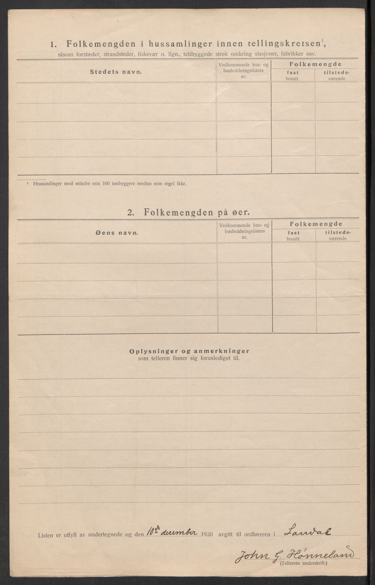 SAK, Folketelling 1920 for 1022 Laudal herred, 1920, s. 18