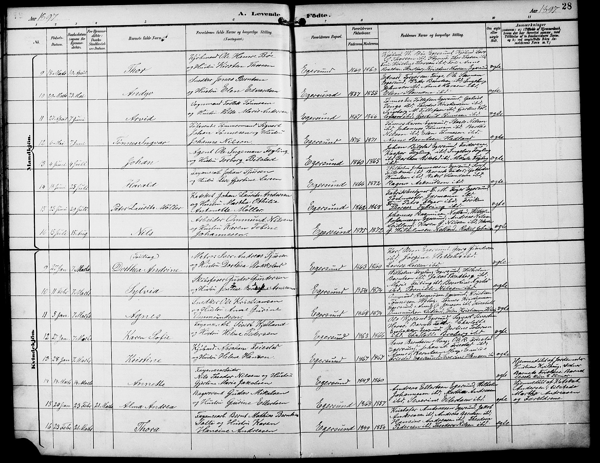 Eigersund sokneprestkontor, AV/SAST-A-101807/S09/L0010: Klokkerbok nr. B 10, 1893-1907, s. 28