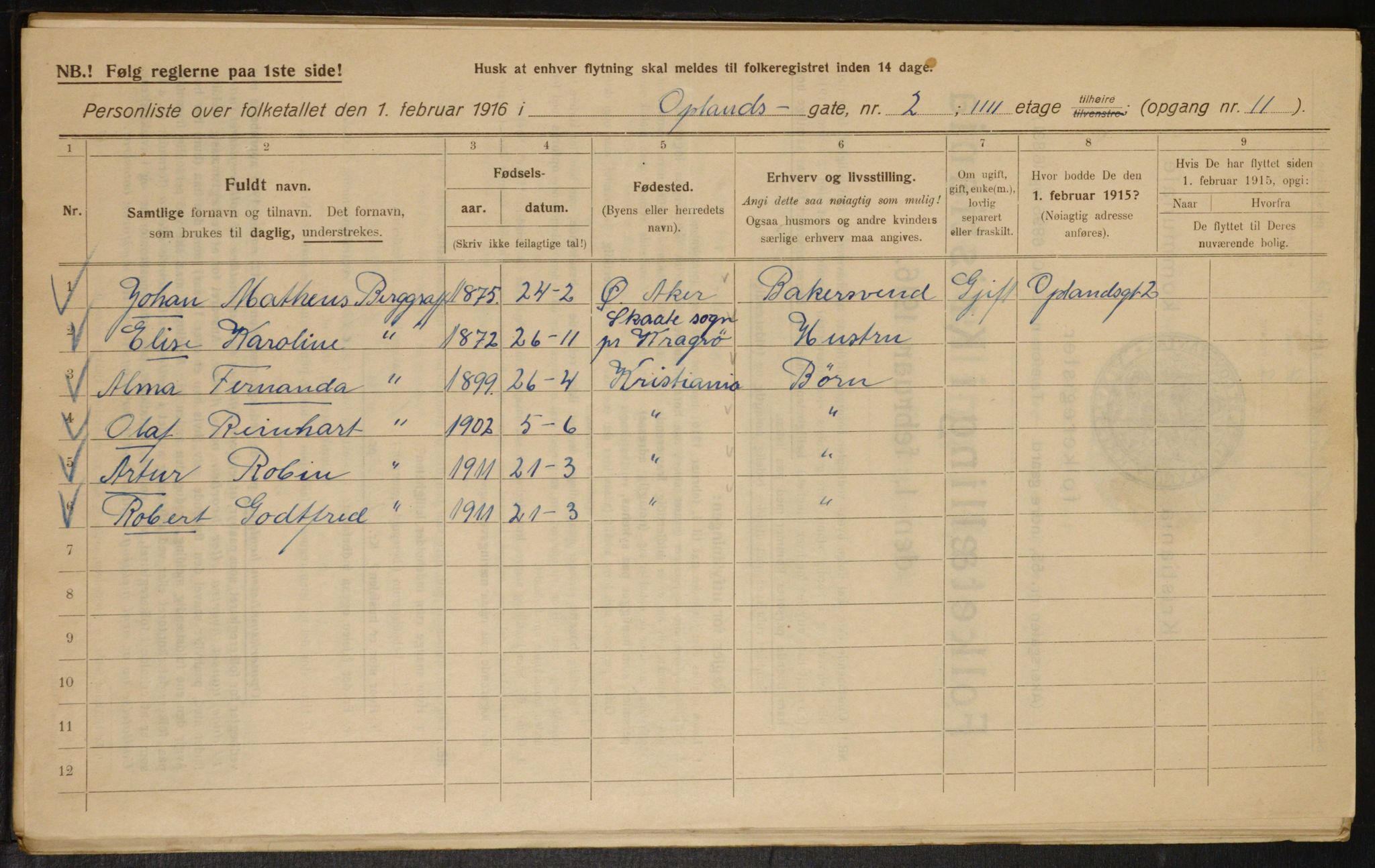 OBA, Kommunal folketelling 1.2.1916 for Kristiania, 1916, s. 77646