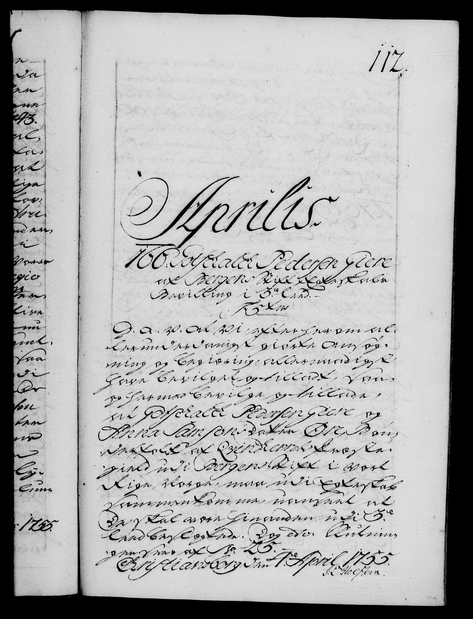 Danske Kanselli 1572-1799, RA/EA-3023/F/Fc/Fca/Fcaa/L0039: Norske registre, 1755-1756, s. 112a