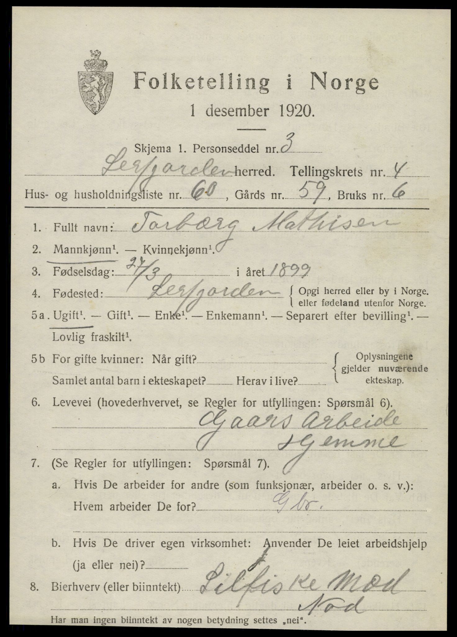 SAT, Folketelling 1920 for 1822 Leirfjord herred, 1920, s. 3253