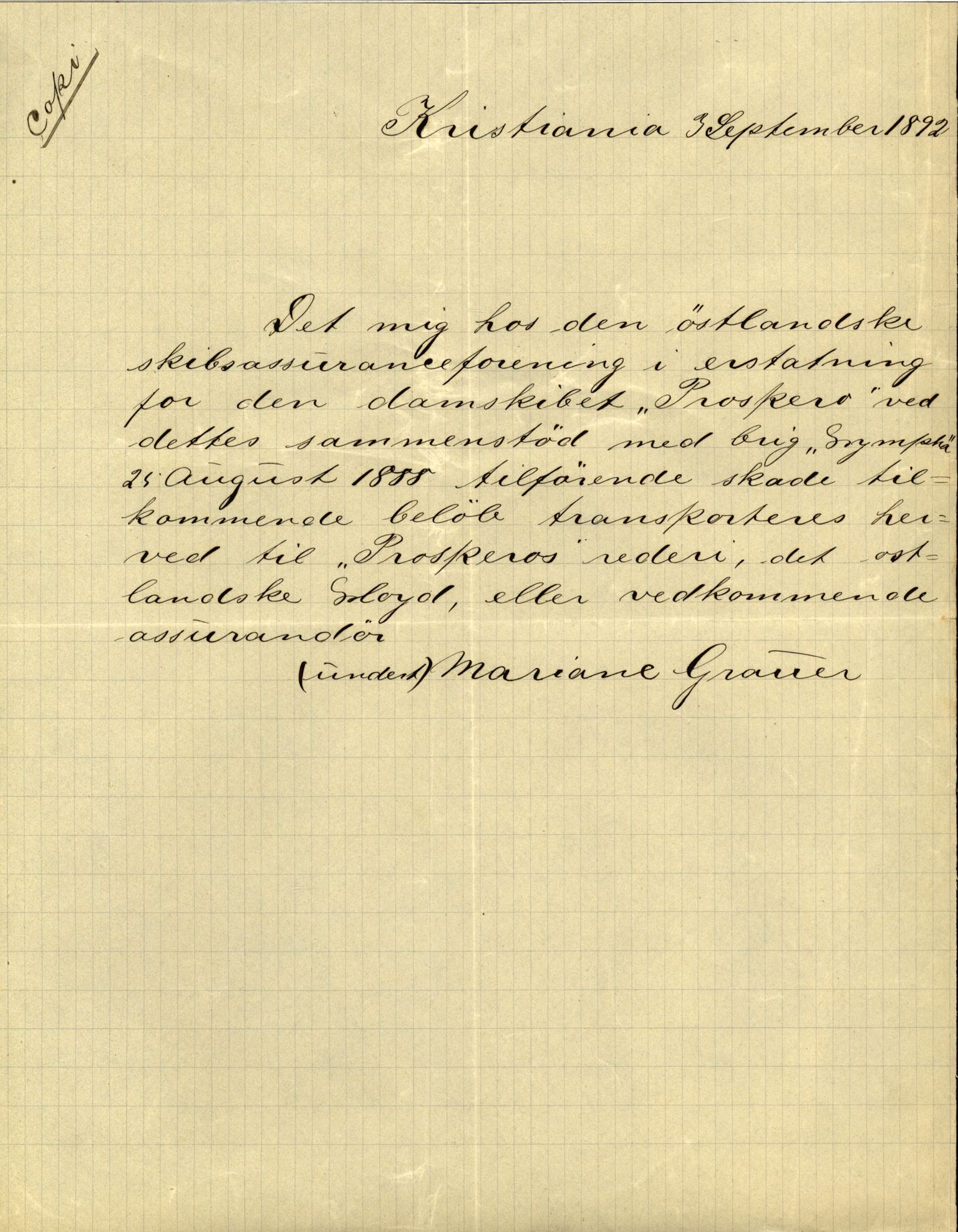 Pa 63 - Østlandske skibsassuranceforening, VEMU/A-1079/G/Ga/L0022/0001: Havaridokumenter / Columbus, Dagny av Holmestrand, Venus, Lymphia, Dione, 1888, s. 43