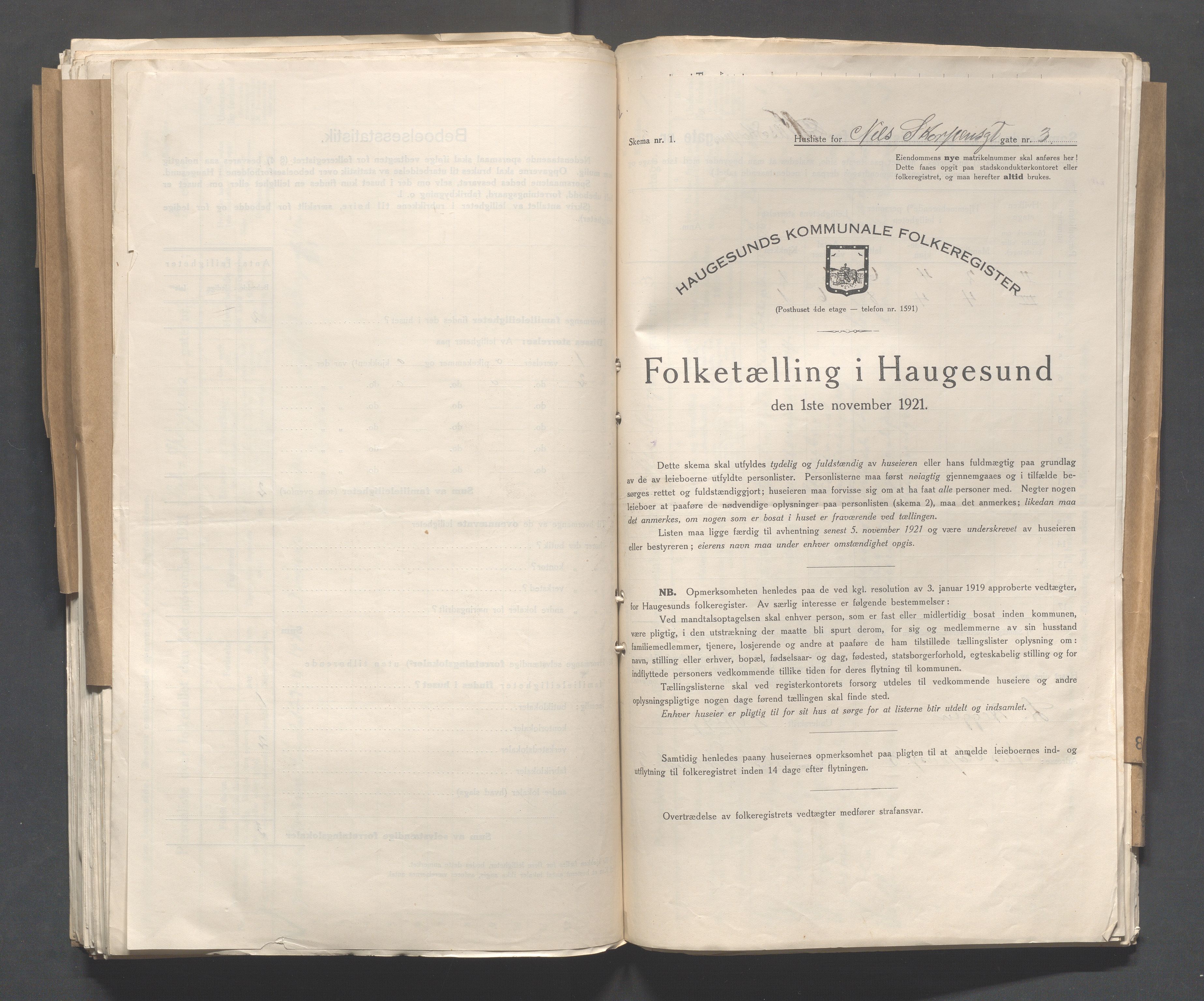 IKAR, Kommunal folketelling 1.11.1921 for Haugesund, 1921, s. 3145