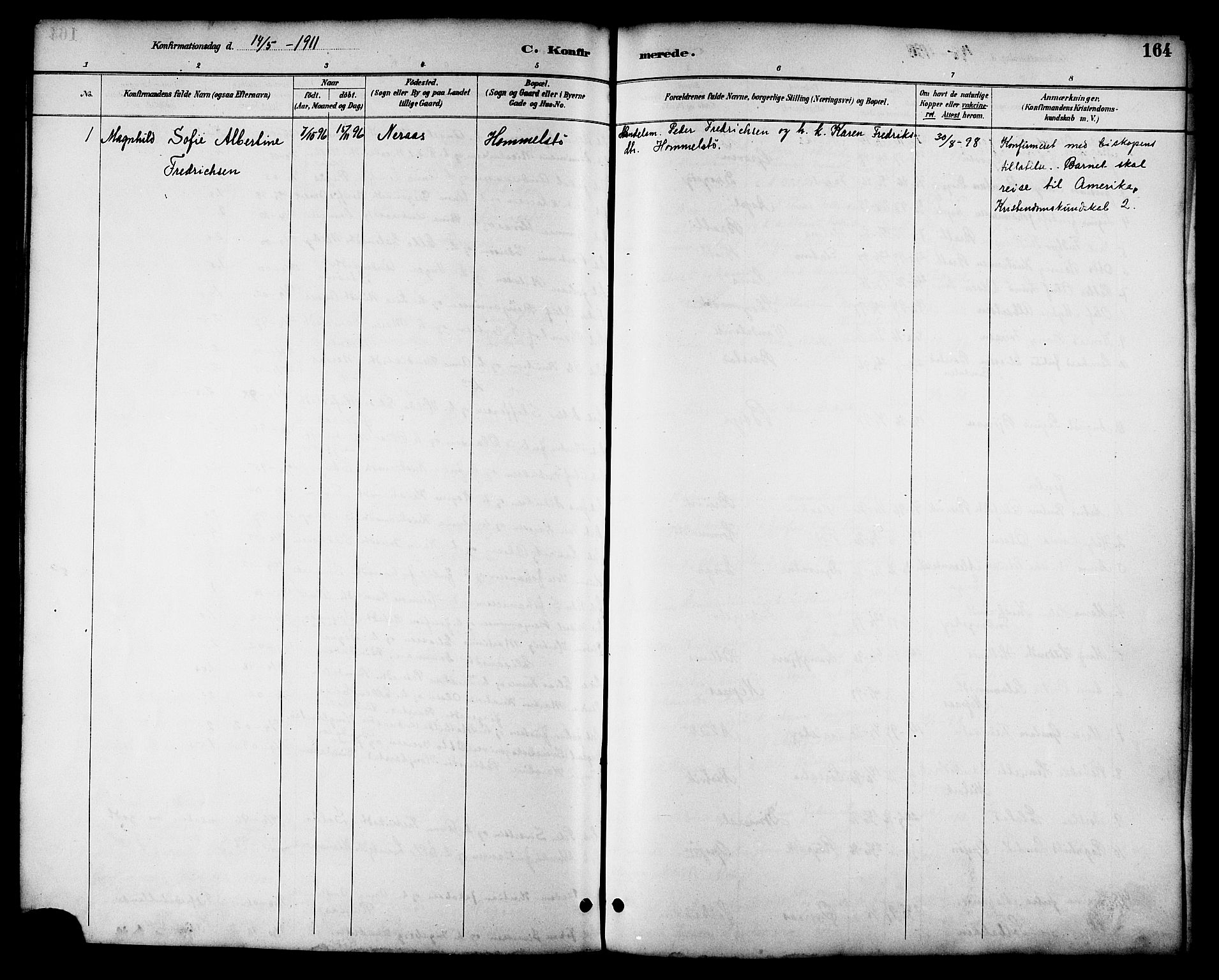 Ministerialprotokoller, klokkerbøker og fødselsregistre - Nordland, SAT/A-1459/814/L0230: Klokkerbok nr. 814C03, 1884-1911, s. 164