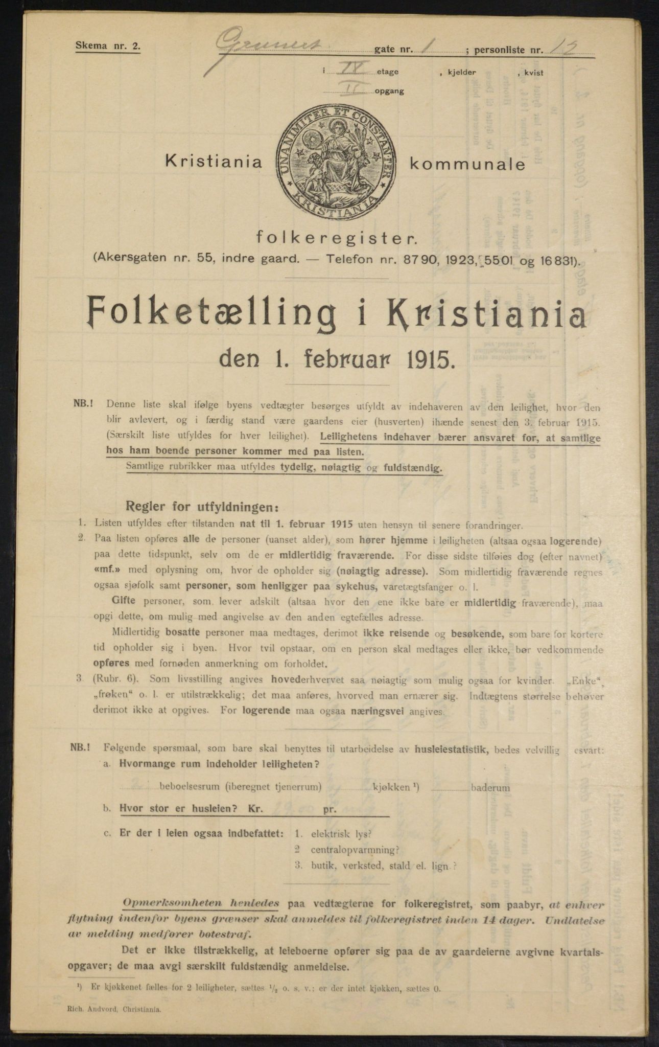 OBA, Kommunal folketelling 1.2.1915 for Kristiania, 1915, s. 30253