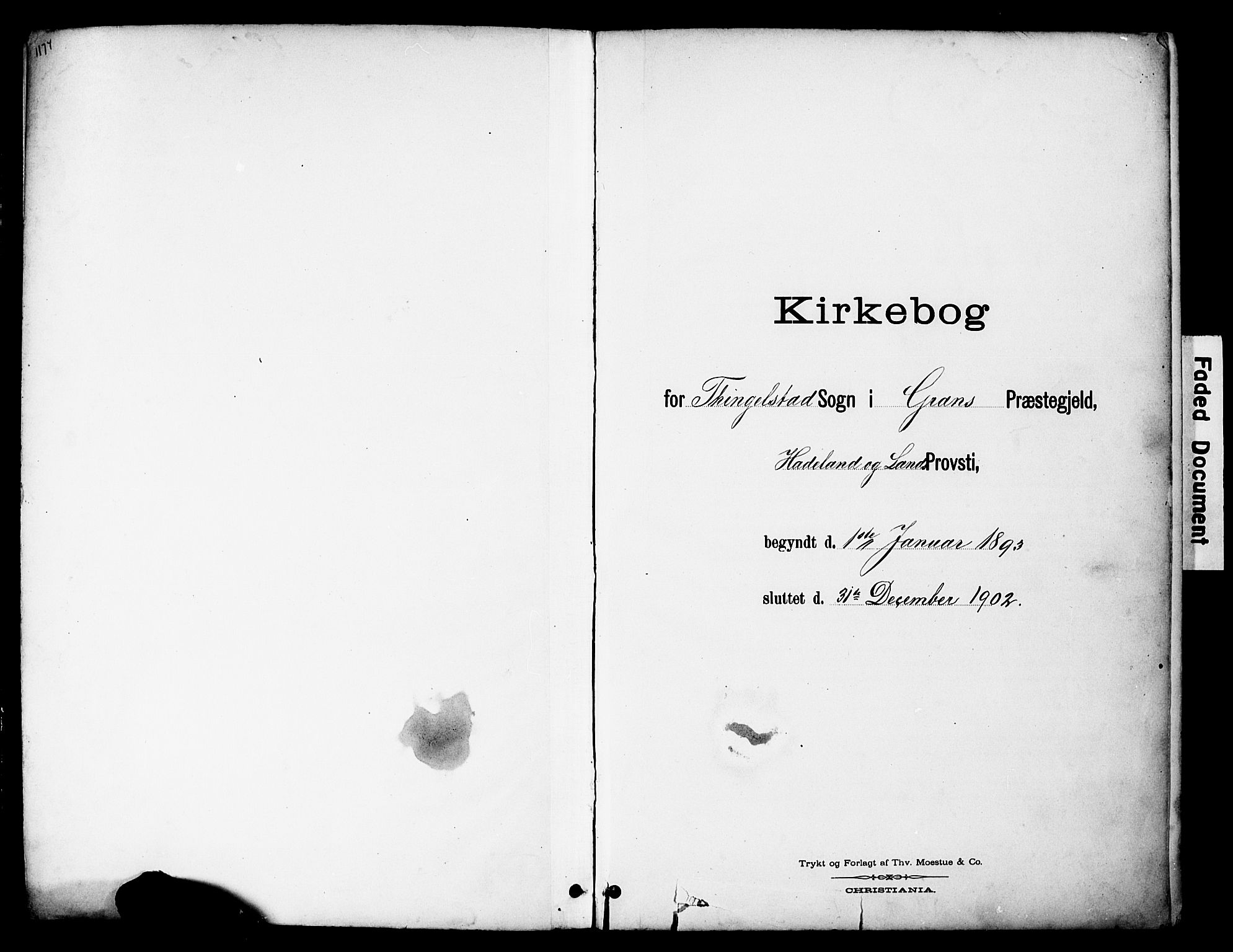 Brandbu prestekontor, SAH/PREST-114/H/Ha/Hab/L0006: Klokkerbok nr. 6, 1893-1902