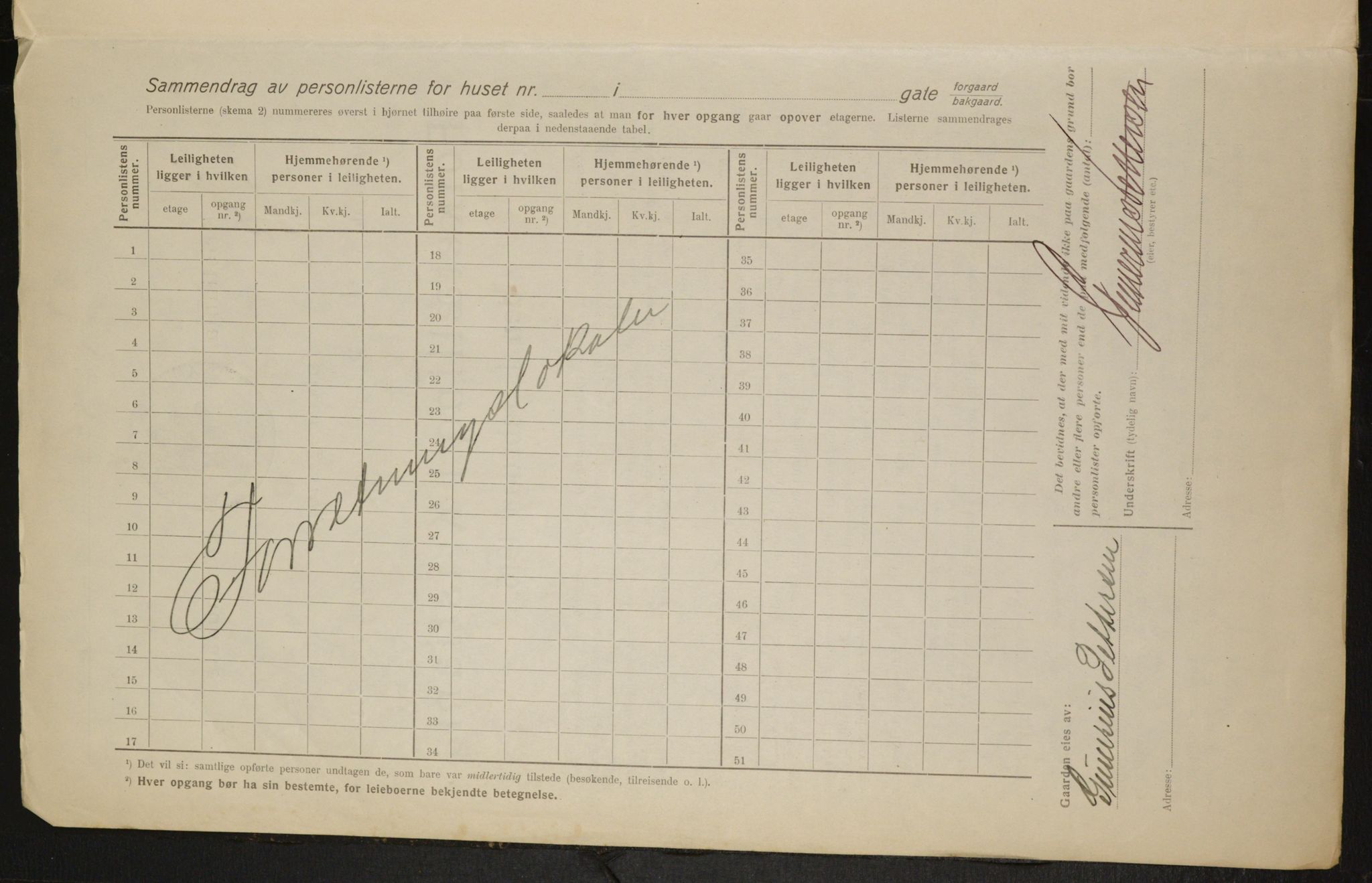 OBA, Kommunal folketelling 1.2.1916 for Kristiania, 1916, s. 9853