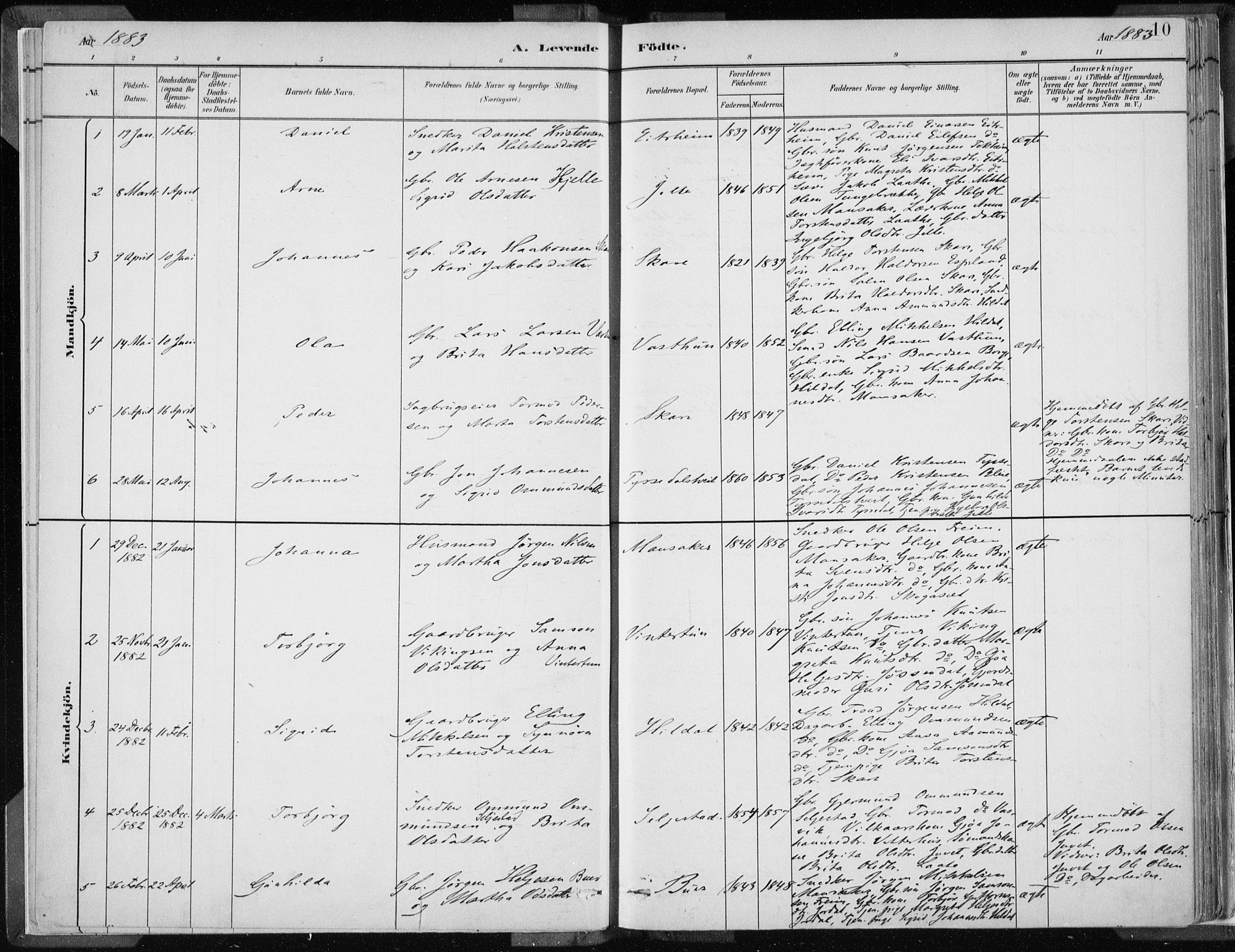 Odda Sokneprestembete, AV/SAB-A-77201/H/Haa: Ministerialbok nr. A  3, 1882-1913, s. 10