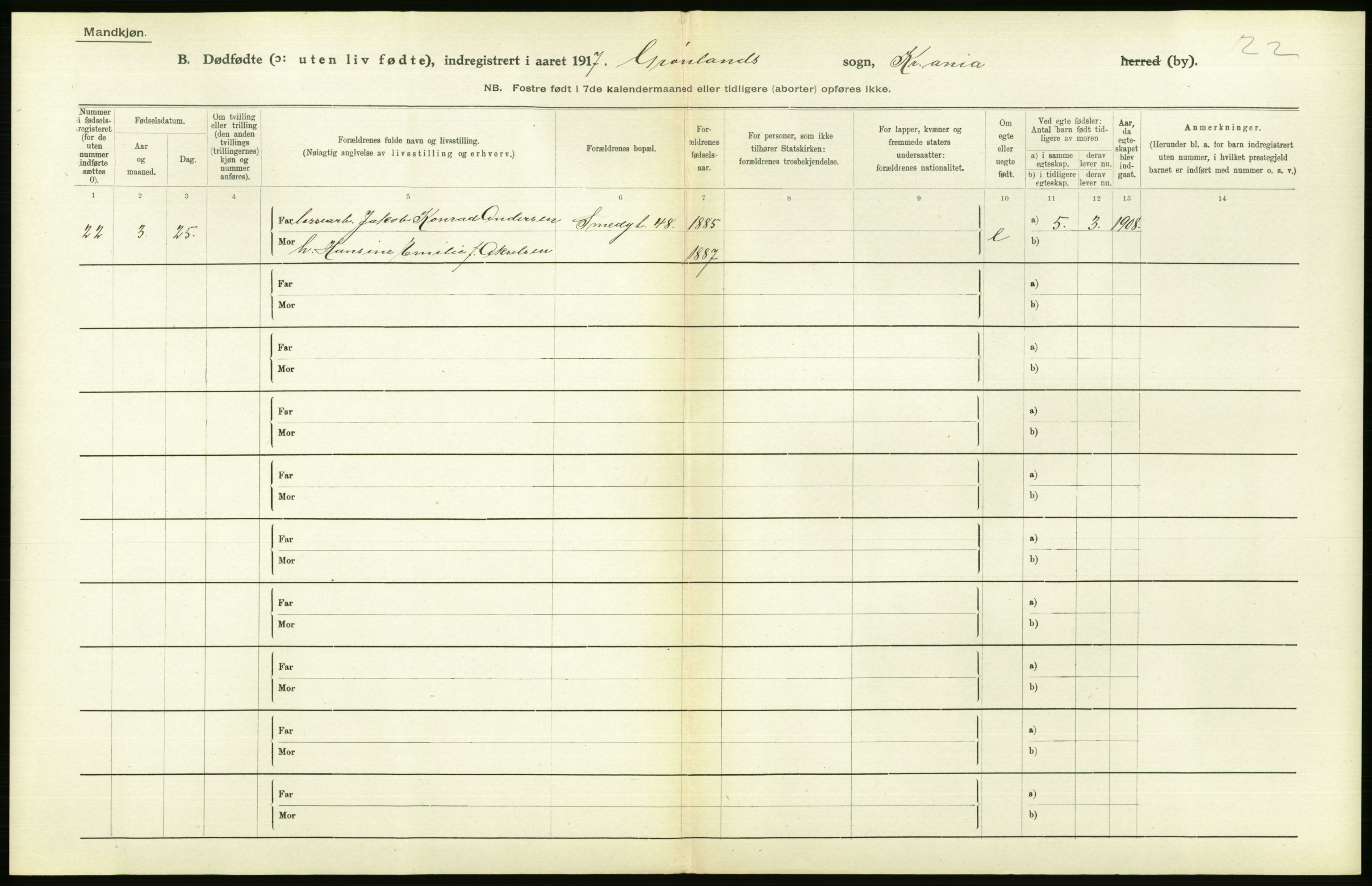 Statistisk sentralbyrå, Sosiodemografiske emner, Befolkning, AV/RA-S-2228/D/Df/Dfb/Dfbg/L0011: Kristiania: Døde, dødfødte., 1917, s. 548