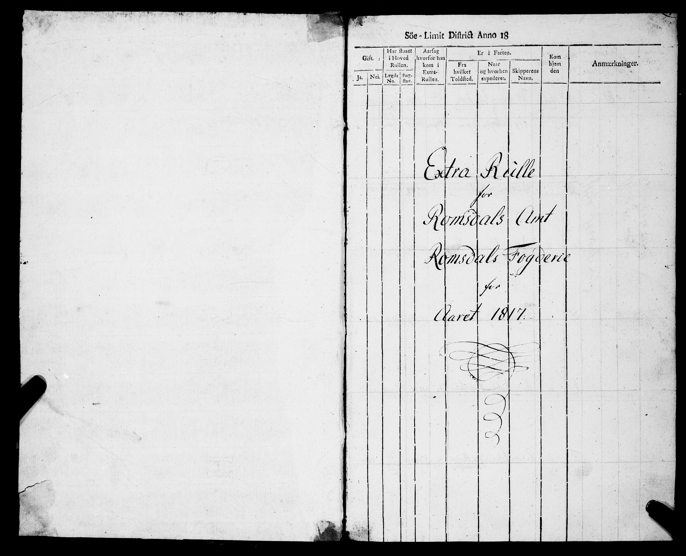 Sjøinnrulleringen - Trondhjemske distrikt, AV/SAT-A-5121/01/L0323/0003: -- / Ekstrarulle, for Romsdals amt, Romdals fogeri, 1817