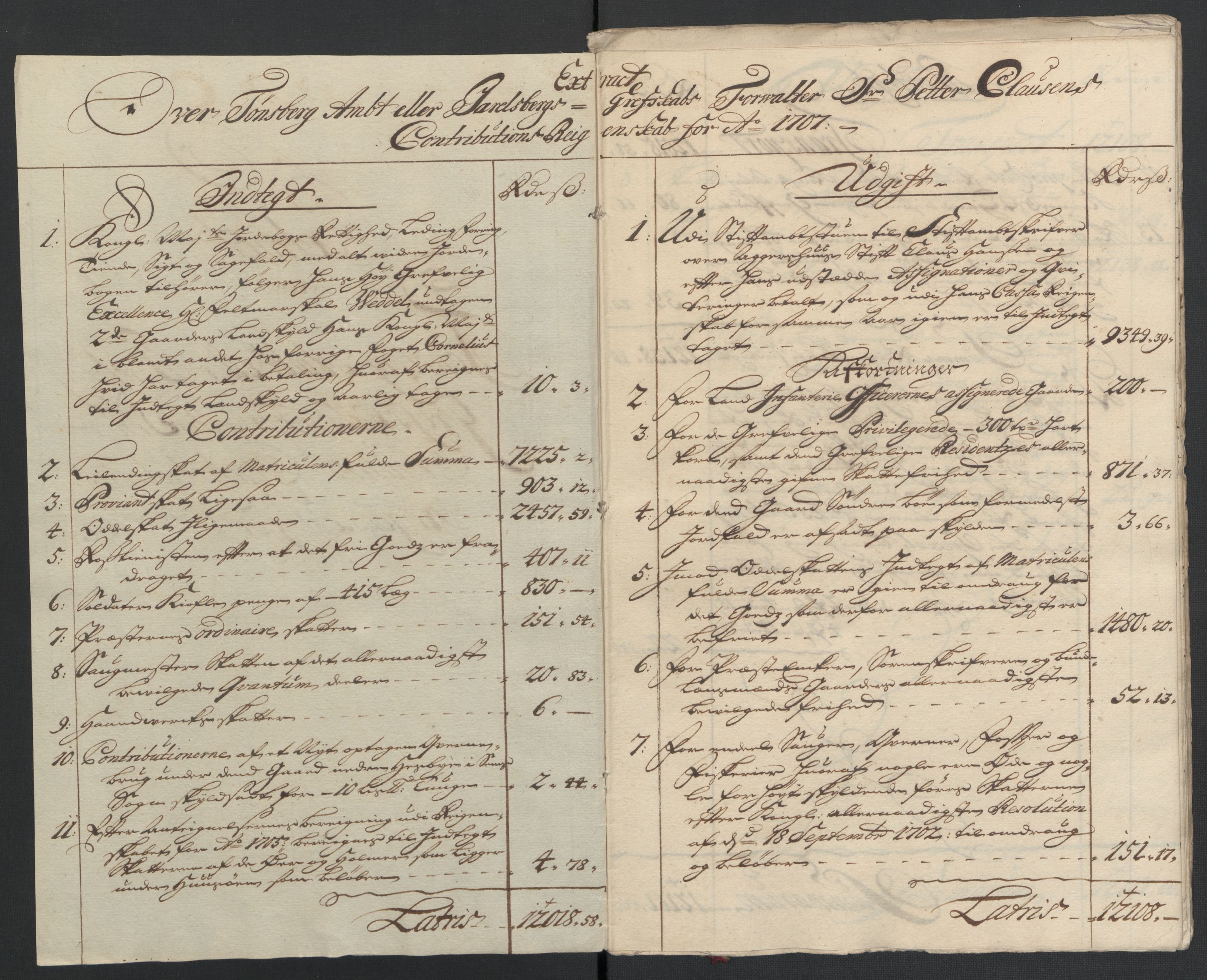 Rentekammeret inntil 1814, Reviderte regnskaper, Fogderegnskap, RA/EA-4092/R32/L1872: Fogderegnskap Jarlsberg grevskap, 1706-1707, s. 509