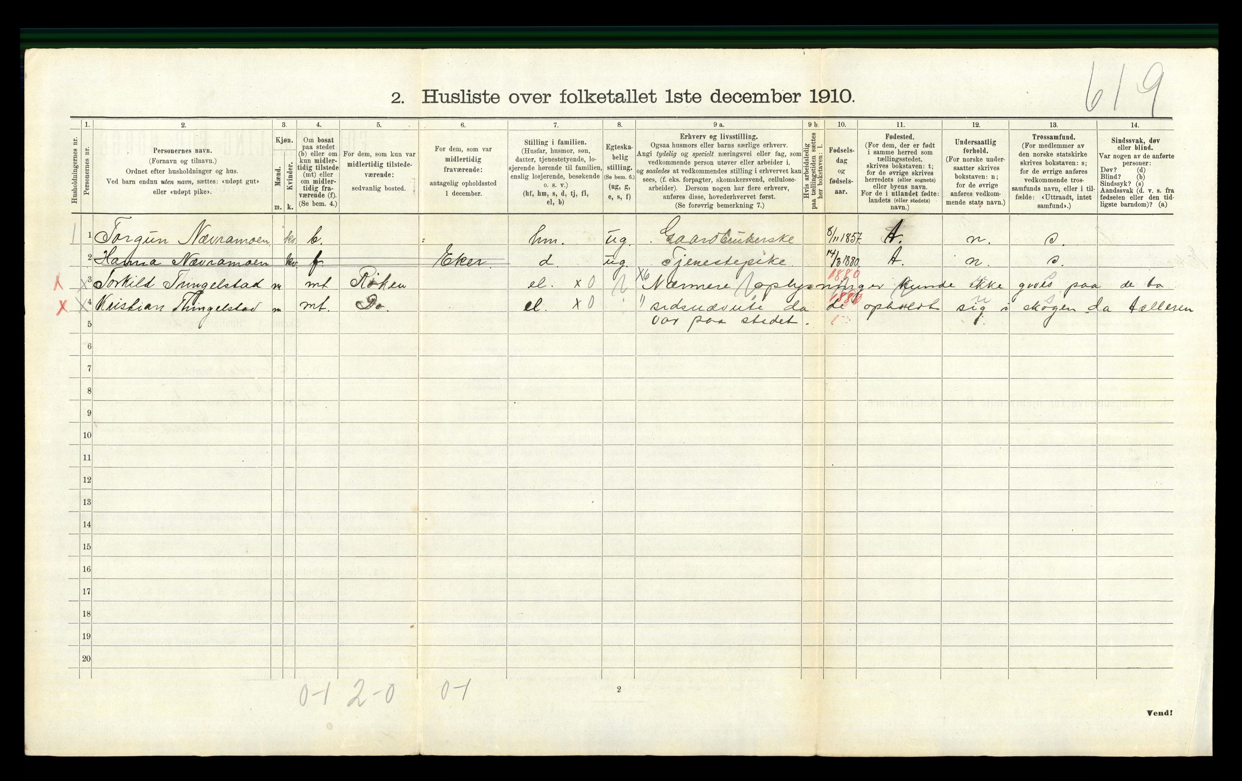 RA, Folketelling 1910 for 0621 Sigdal herred, 1910, s. 287