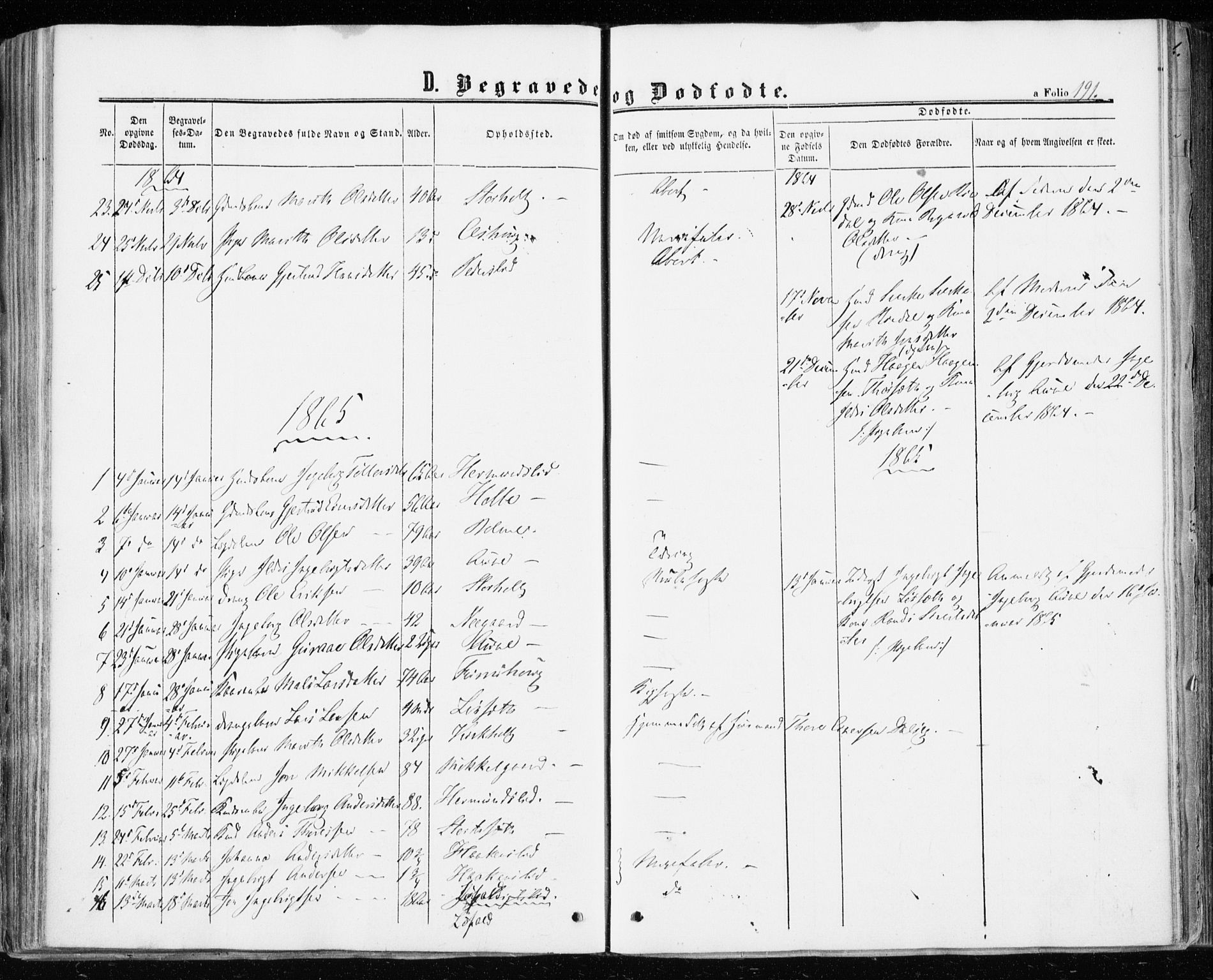 Ministerialprotokoller, klokkerbøker og fødselsregistre - Møre og Romsdal, AV/SAT-A-1454/598/L1067: Ministerialbok nr. 598A01, 1858-1871, s. 191