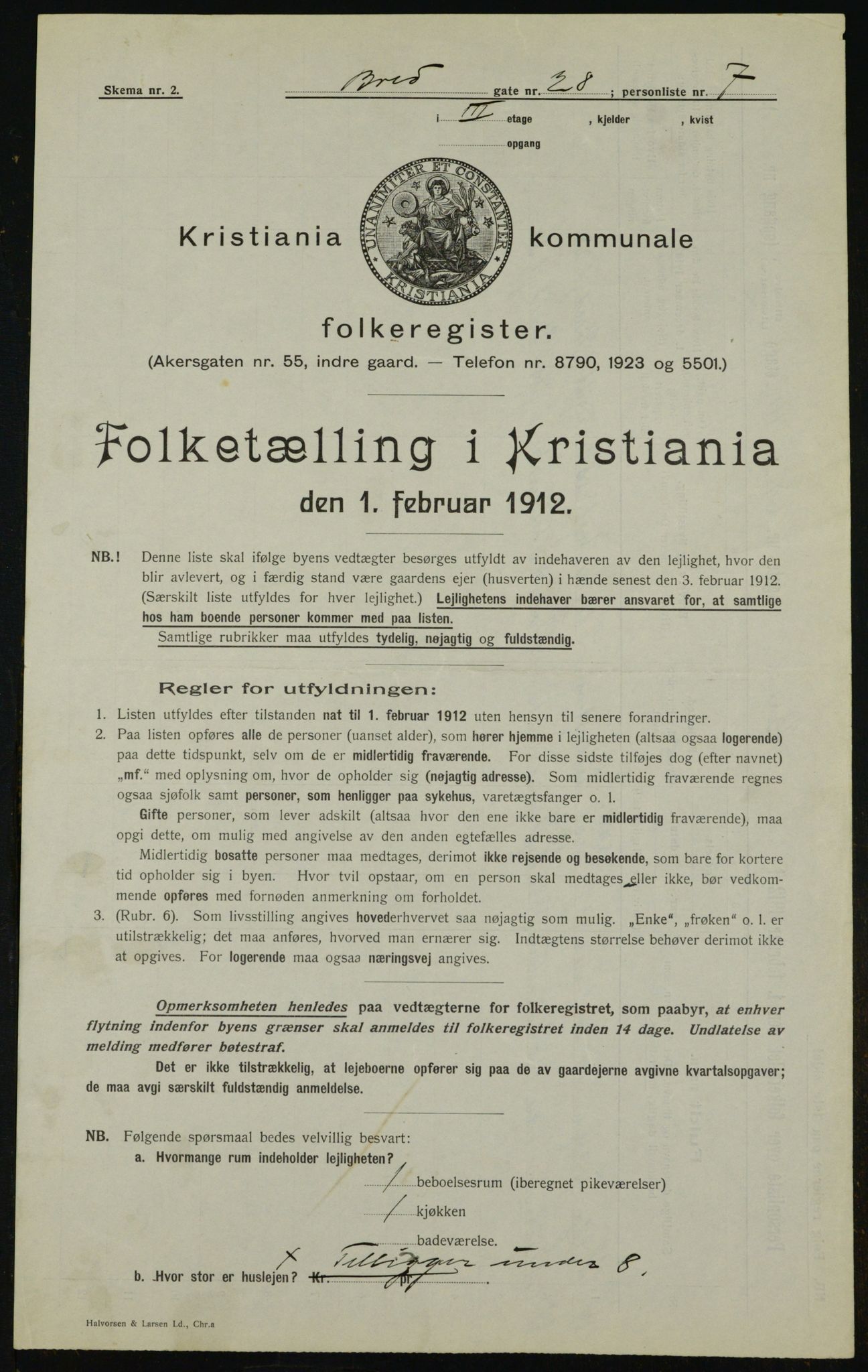 OBA, Kommunal folketelling 1.2.1912 for Kristiania, 1912, s. 8513