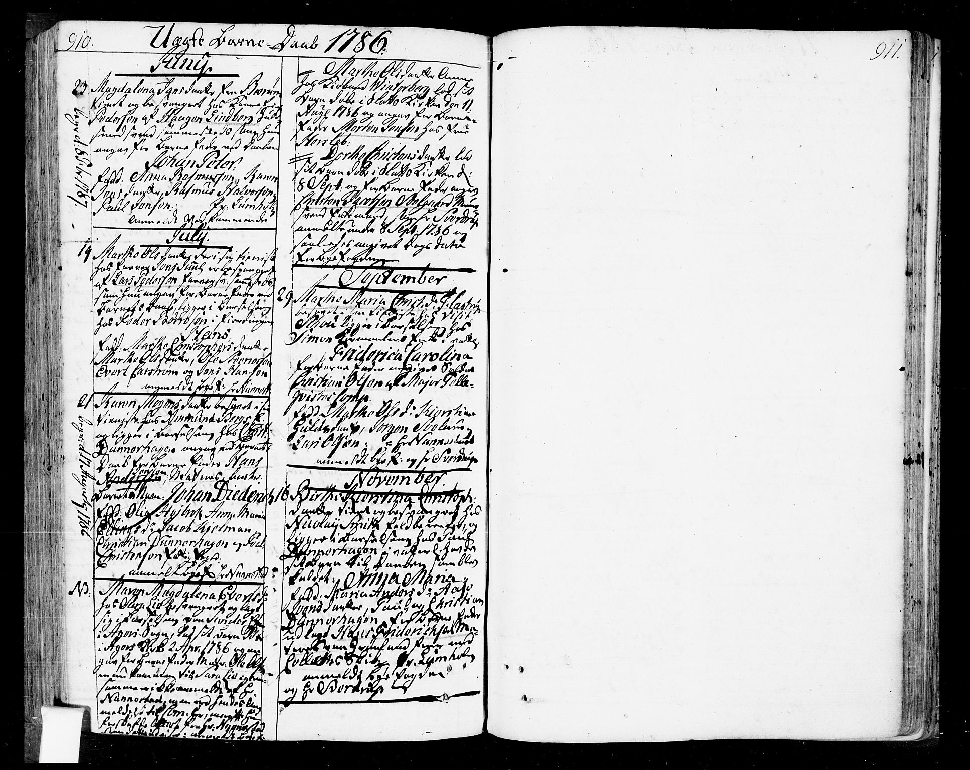 Oslo domkirke Kirkebøker, SAO/A-10752/F/Fa/L0004: Ministerialbok nr. 4, 1743-1786, s. 910-911