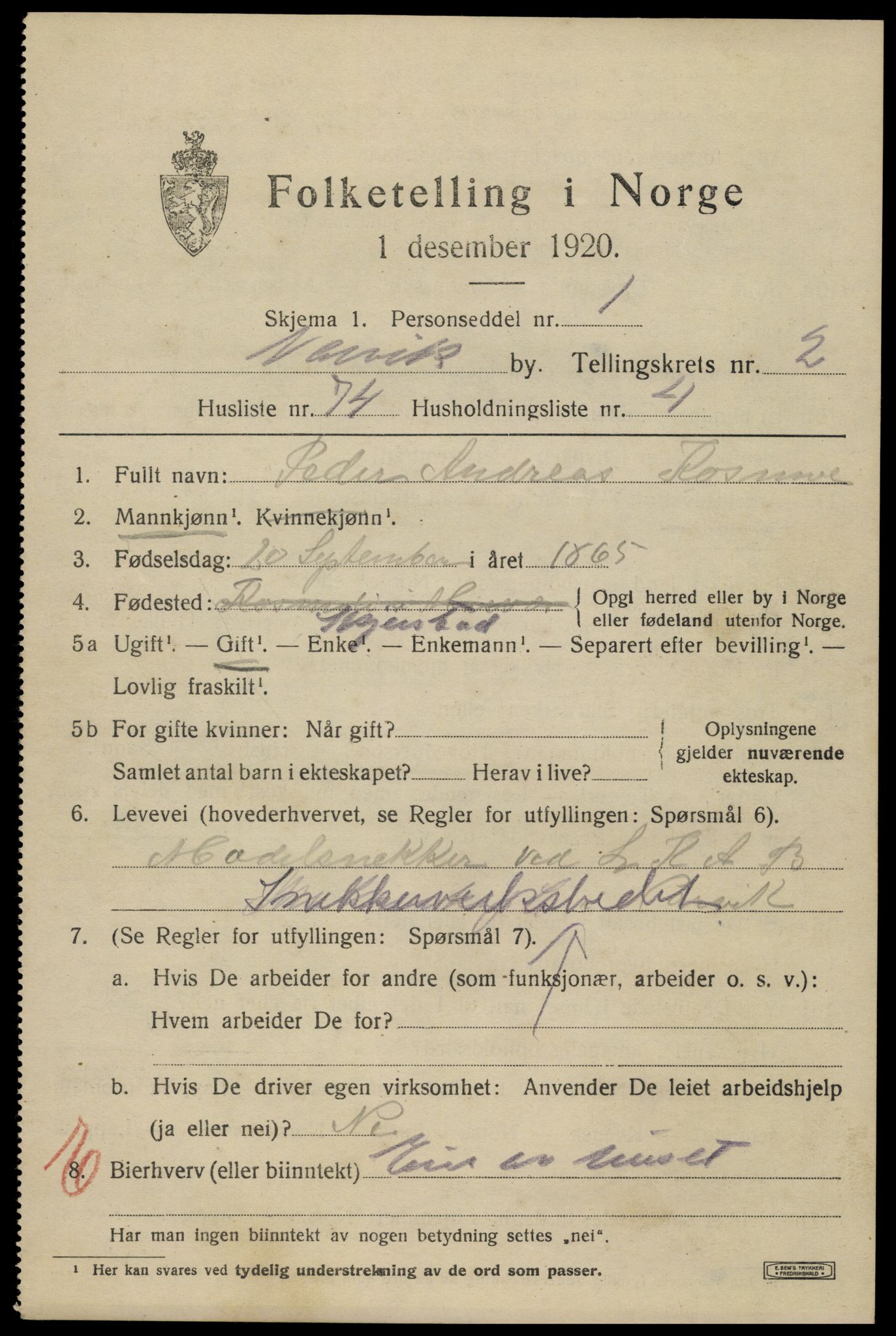 SAT, Folketelling 1920 for 1805 Narvik kjøpstad, 1920, s. 9628