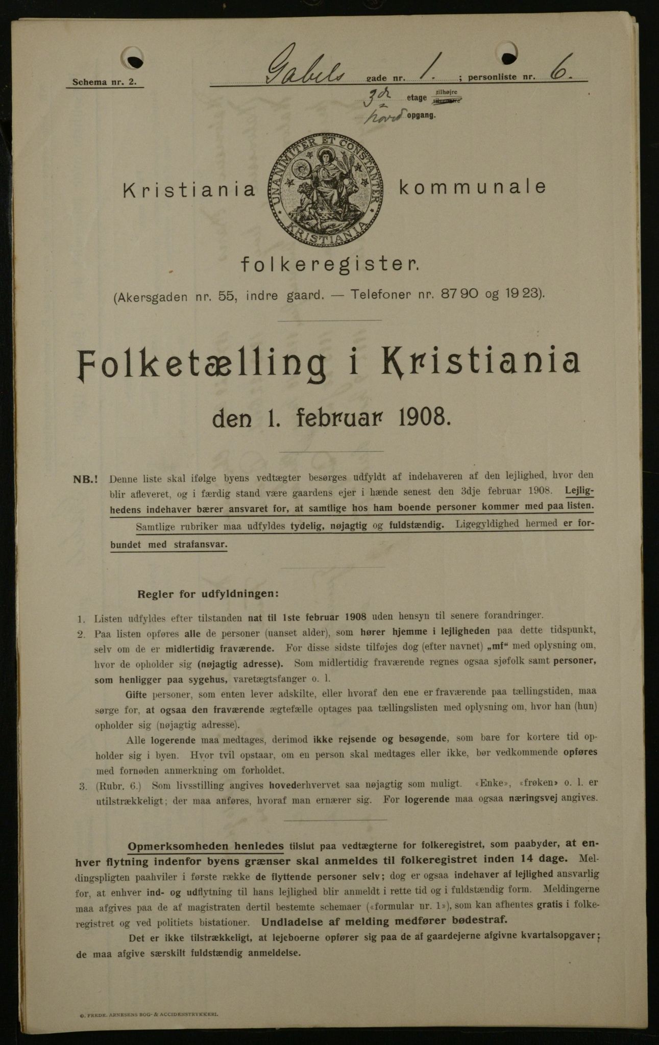 OBA, Kommunal folketelling 1.2.1908 for Kristiania kjøpstad, 1908, s. 25717