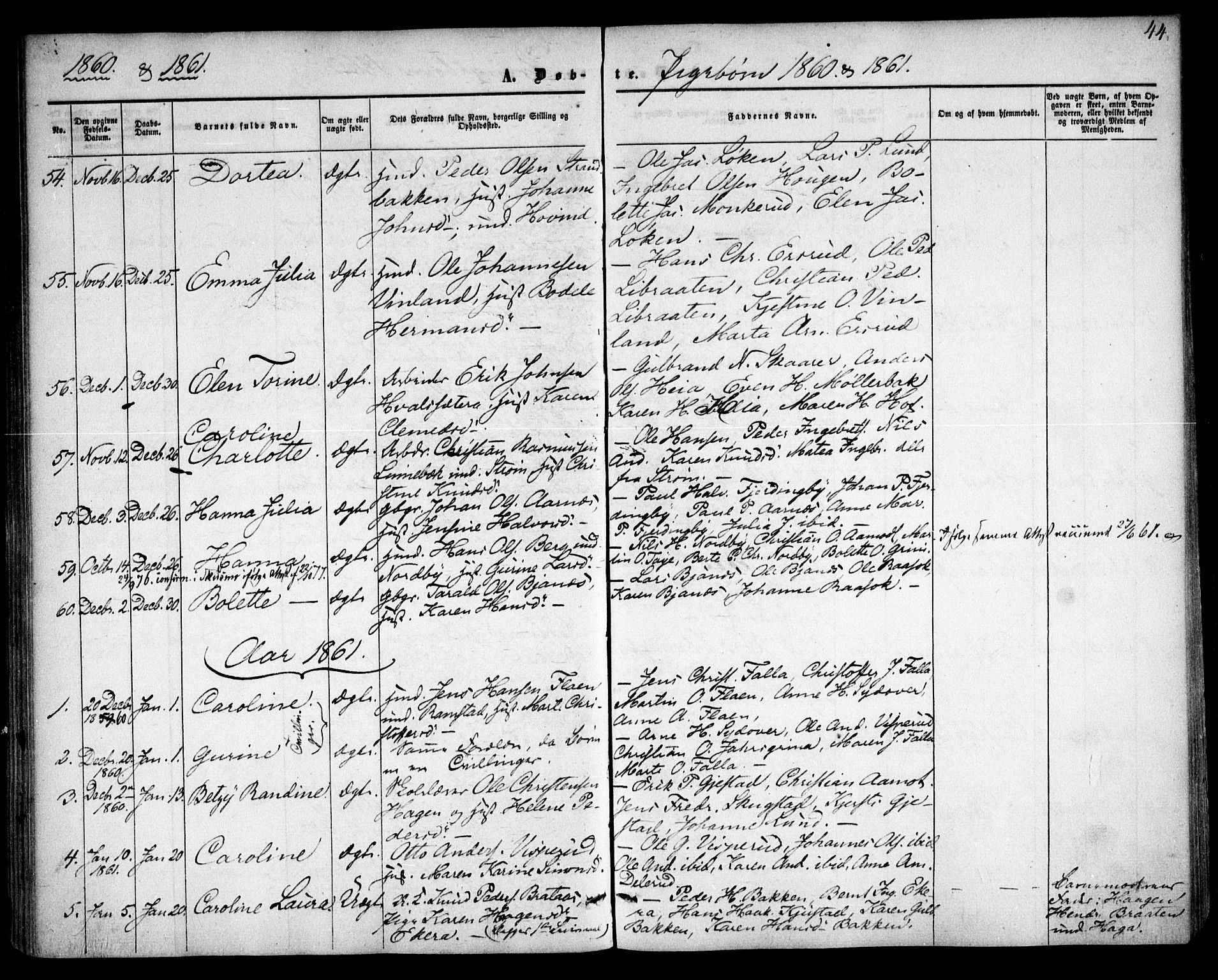Fet prestekontor Kirkebøker, AV/SAO-A-10370a/F/Fa/L0011: Ministerialbok nr. I 11, 1857-1866, s. 44