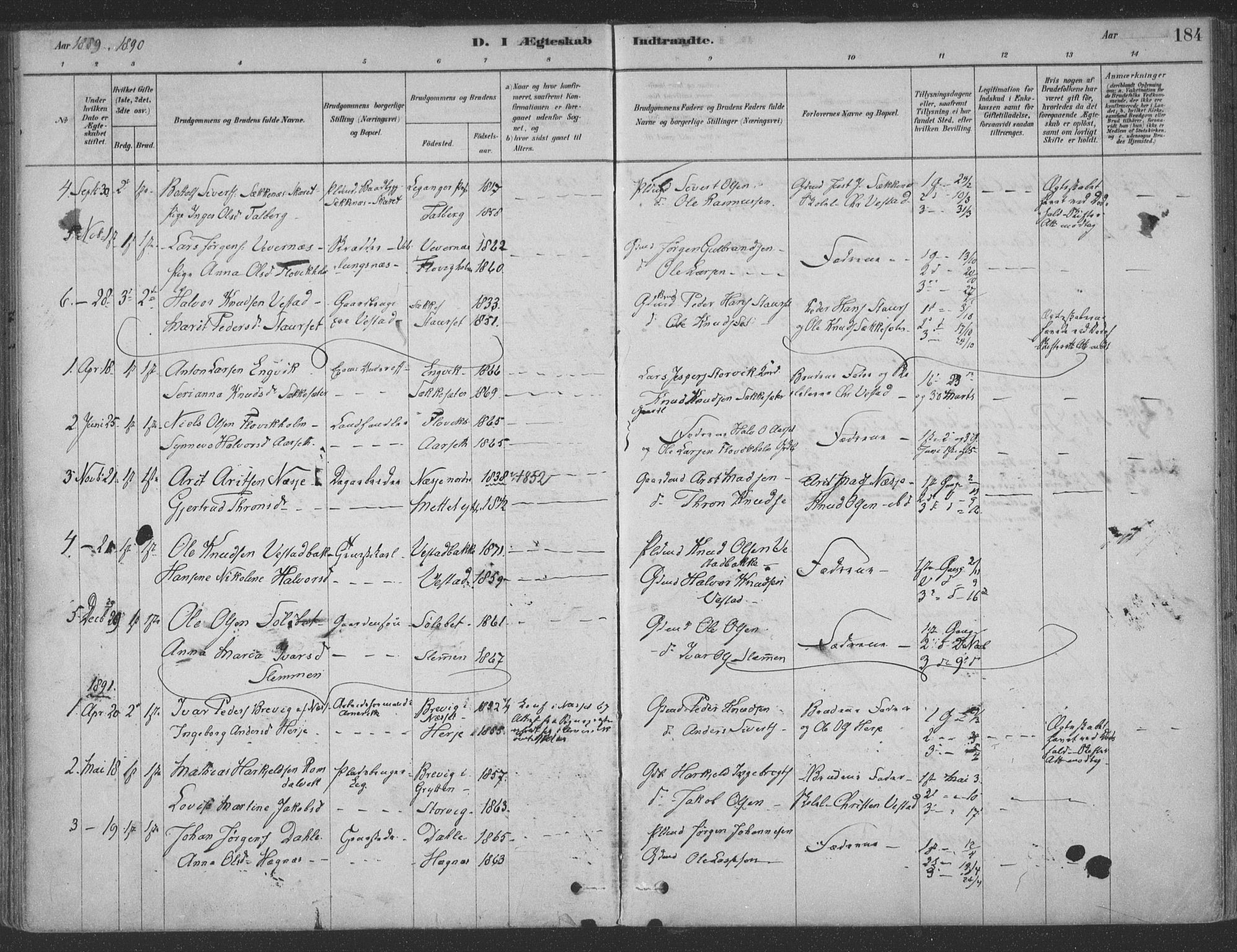Ministerialprotokoller, klokkerbøker og fødselsregistre - Møre og Romsdal, SAT/A-1454/547/L0604: Ministerialbok nr. 547A06, 1878-1906, s. 184