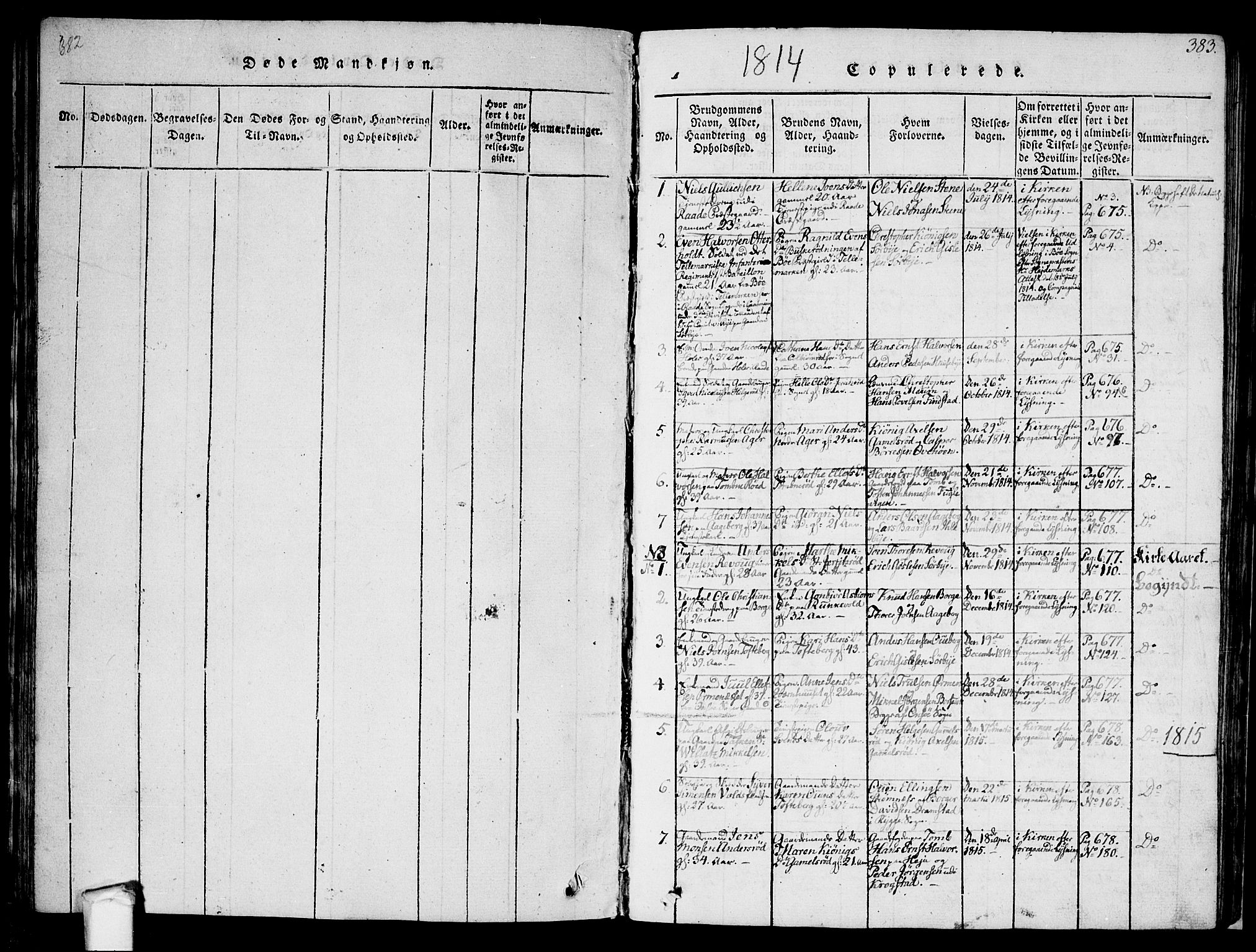 Råde prestekontor kirkebøker, AV/SAO-A-2009/F/Fa/L0004: Ministerialbok nr. 4, 1814-1830, s. 382-383