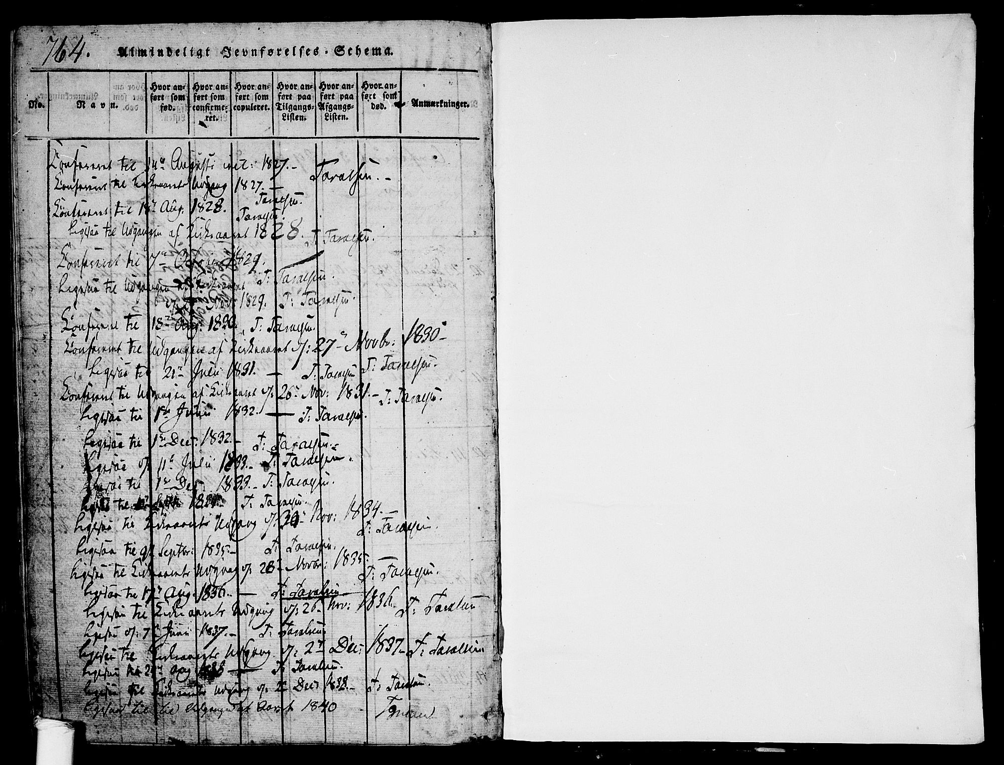 Ramnes kirkebøker, SAKO/A-314/G/Ga/L0001: Klokkerbok nr. I 1, 1813-1847, s. 764-765