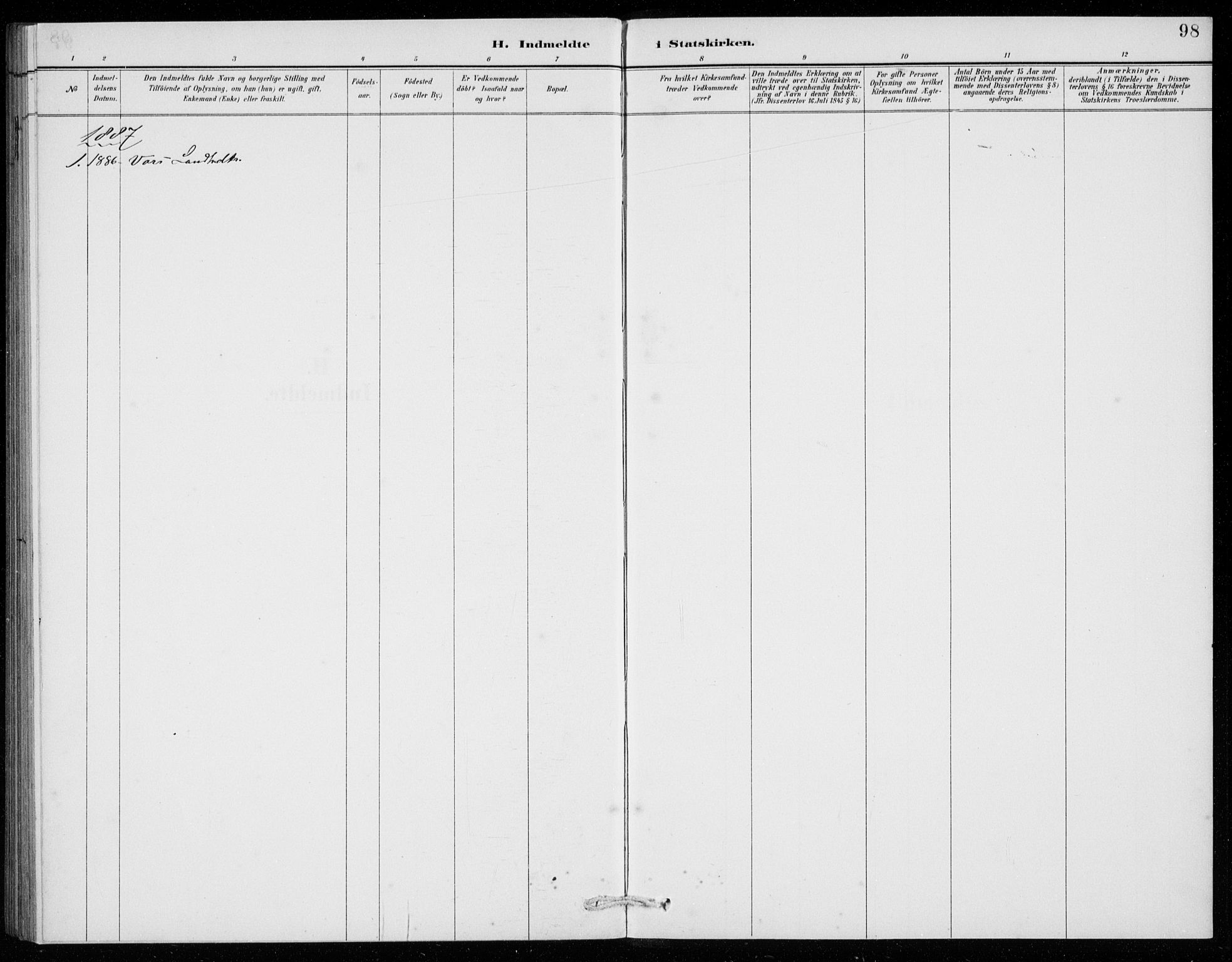 Ullensvang sokneprestembete, SAB/A-78701/H/Hab: Klokkerbok nr. E  9, 1886-1938, s. 98