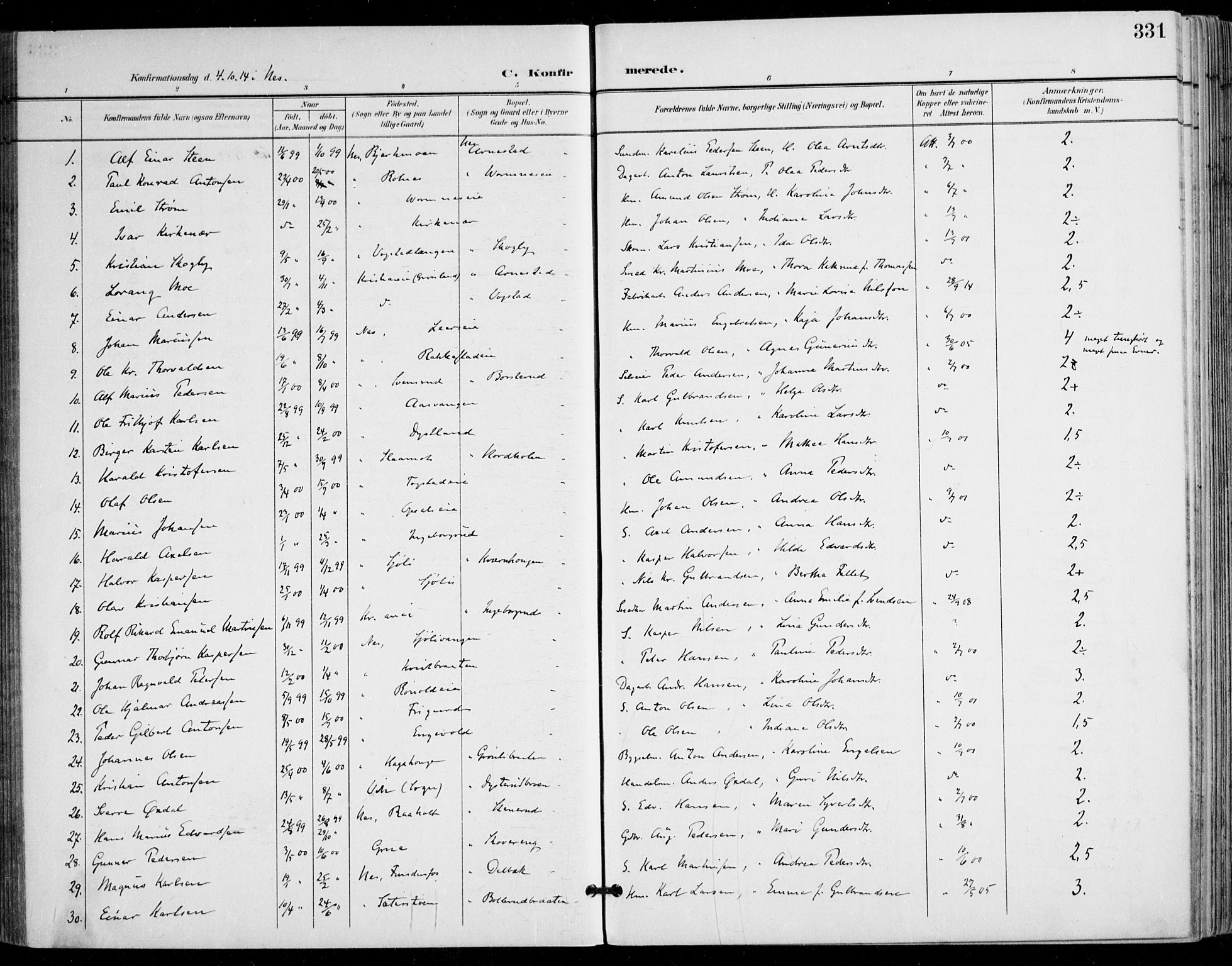 Nes prestekontor Kirkebøker, SAO/A-10410/F/Fa/L0011: Ministerialbok nr. I 11, 1899-1918, s. 331