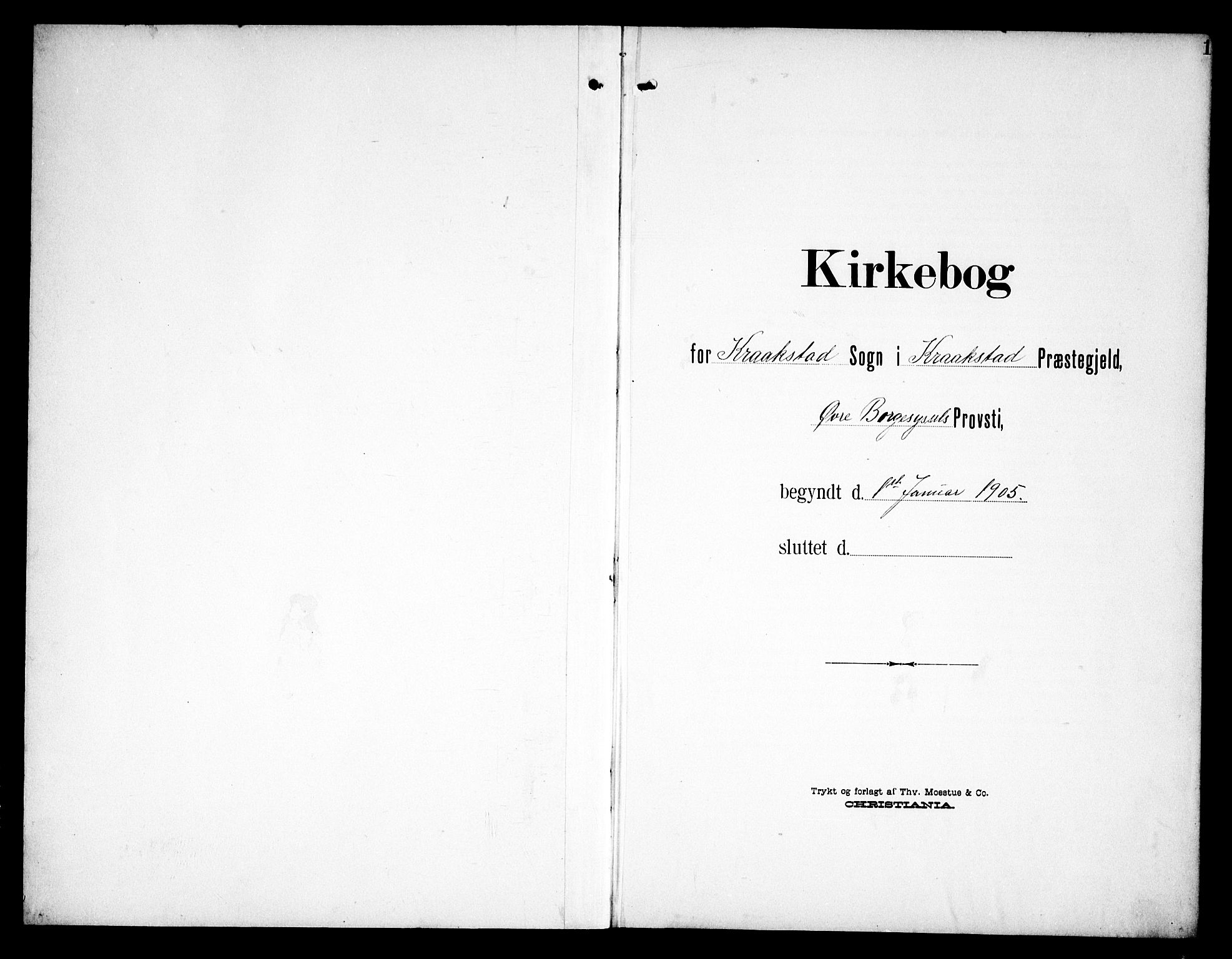 Kråkstad prestekontor Kirkebøker, SAO/A-10125a/G/Ga/L0002: Klokkerbok nr. I 2, 1905-1934, s. 1