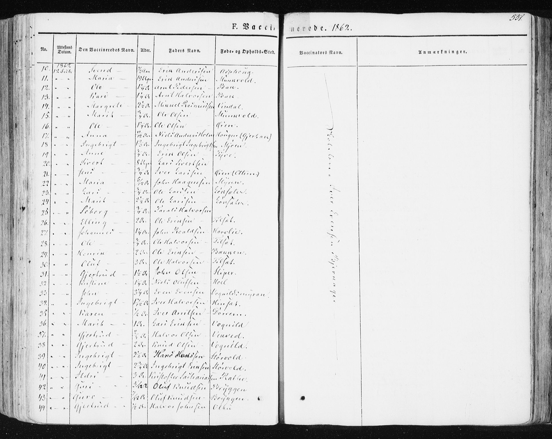 Ministerialprotokoller, klokkerbøker og fødselsregistre - Sør-Trøndelag, SAT/A-1456/678/L0899: Ministerialbok nr. 678A08, 1848-1872, s. 551