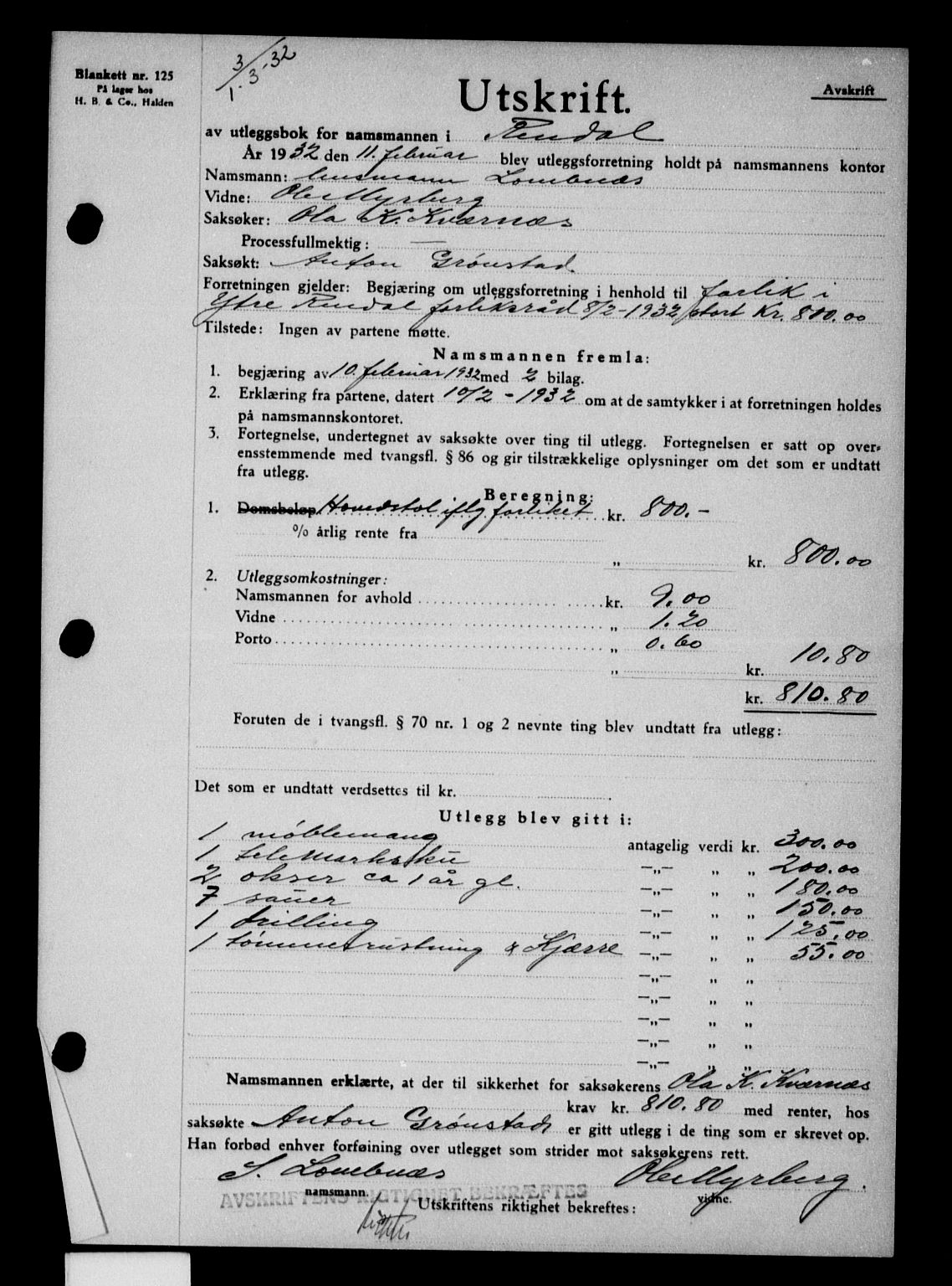 Nord-Østerdal tingrett, SAH/TING-020/H/Hb/Hba/L0046: Pantebok nr. 46, 1931-1932, Tingl.dato: 01.03.1932