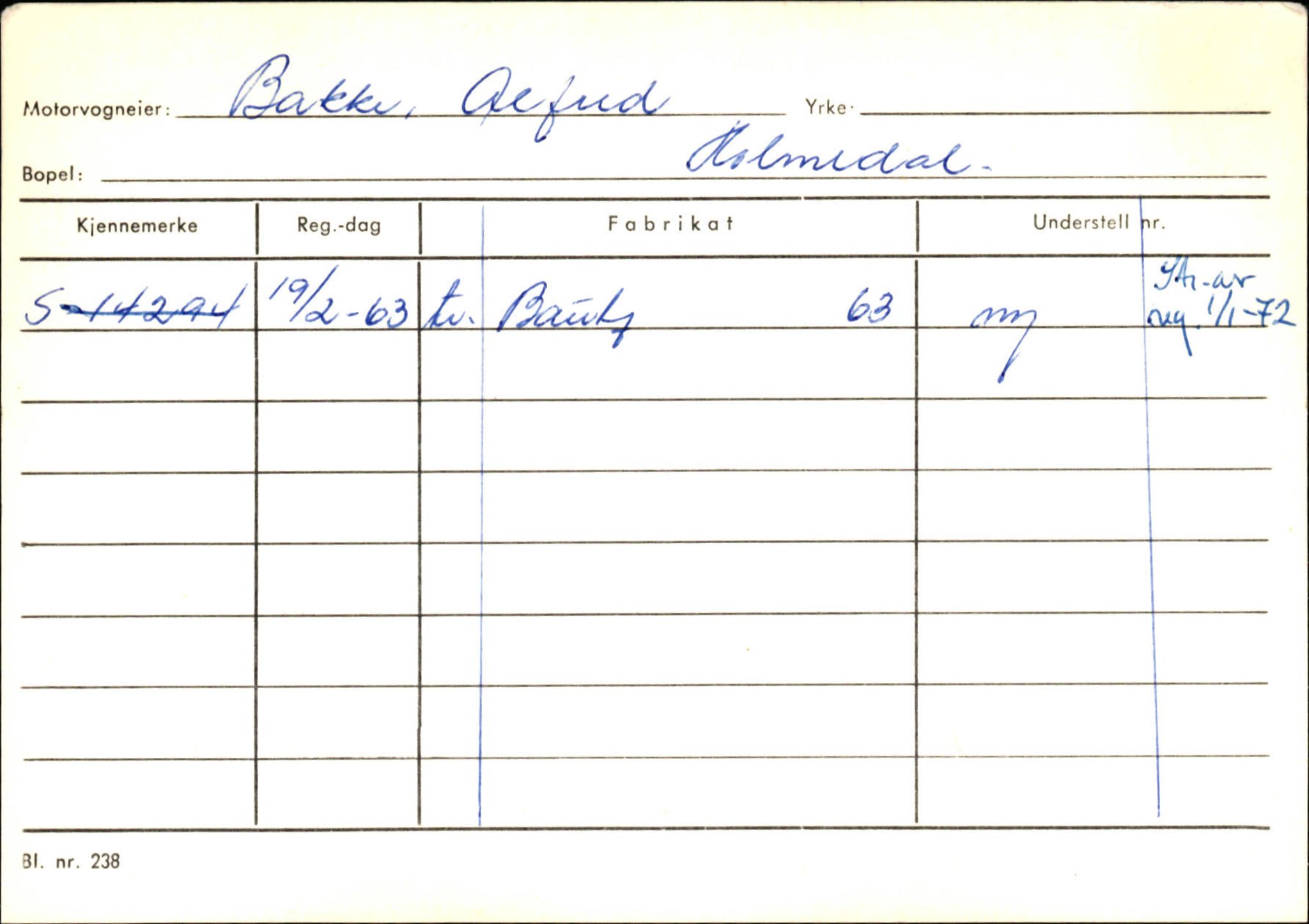 Statens vegvesen, Sogn og Fjordane vegkontor, AV/SAB-A-5301/4/F/L0125: Eigarregister Sogndal V-Å. Aurland A-Å. Fjaler A-N, 1945-1975, s. 1381