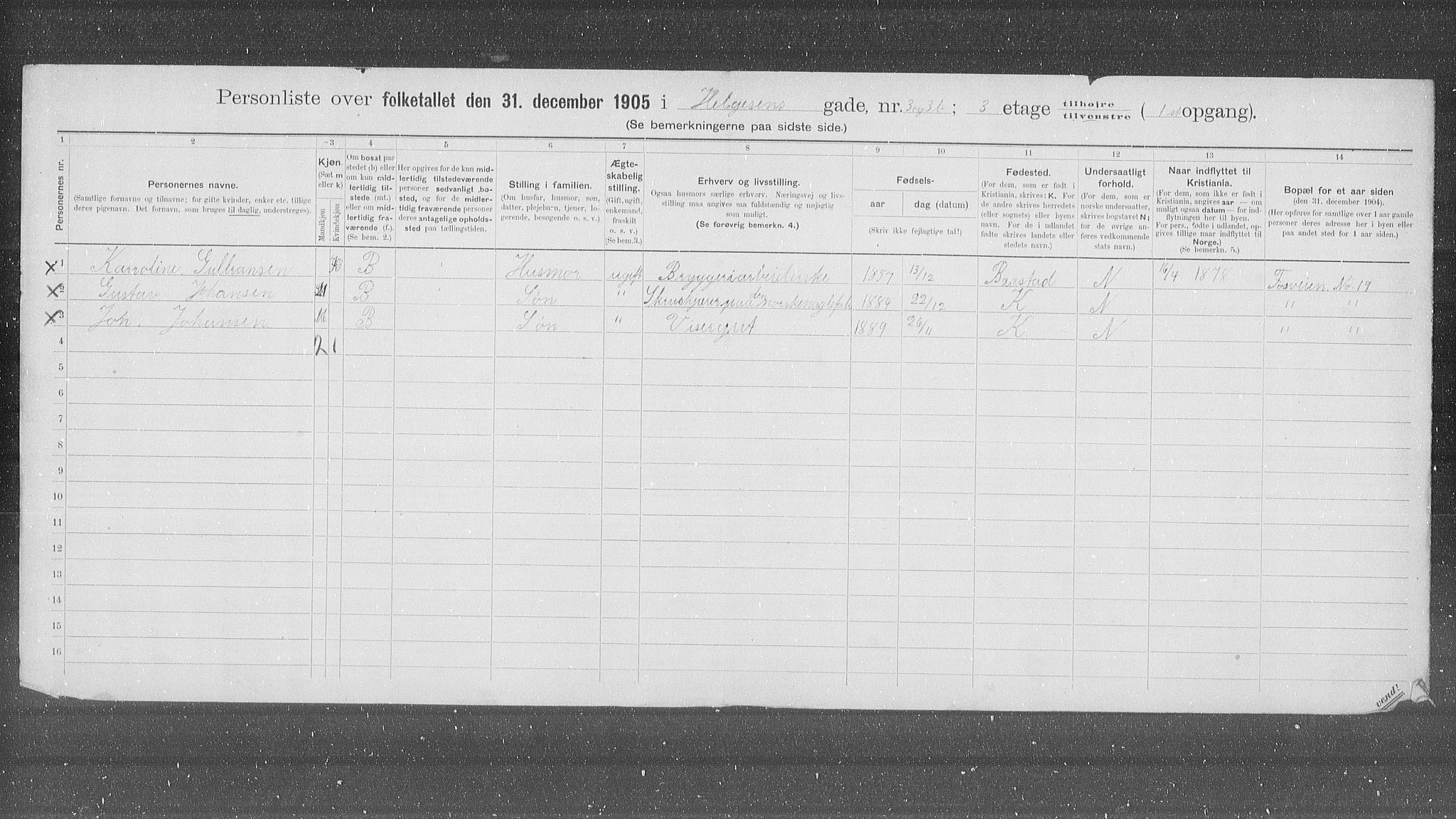 OBA, Kommunal folketelling 31.12.1905 for Kristiania kjøpstad, 1905, s. 19467