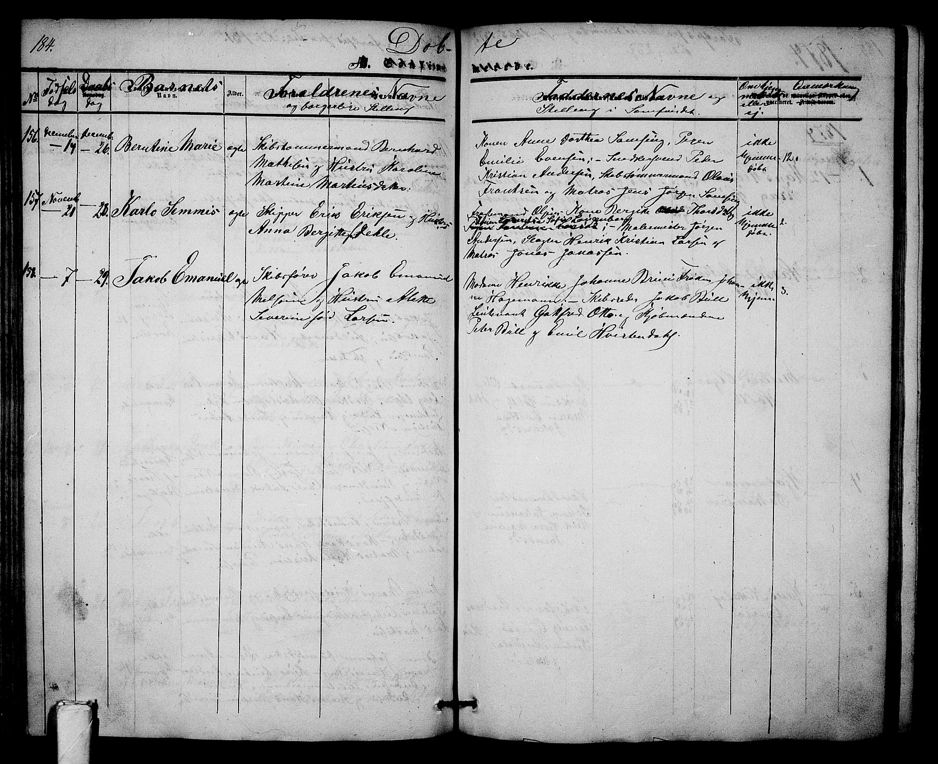 Tønsberg kirkebøker, AV/SAKO-A-330/G/Ga/L0003: Klokkerbok nr. 3, 1855-1864, s. 184