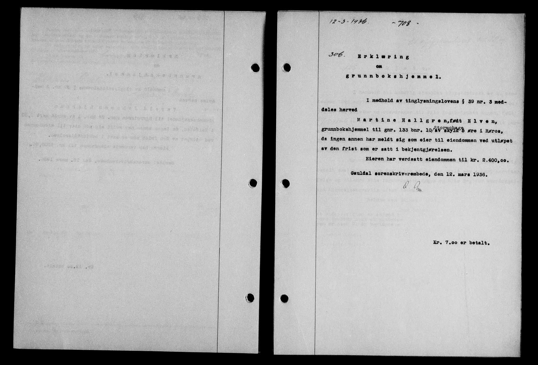 Gauldal sorenskriveri, SAT/A-0014/1/2/2C/L0045: Pantebok nr. 47-49, 1935-1936, Tingl.dato: 12.03.1936