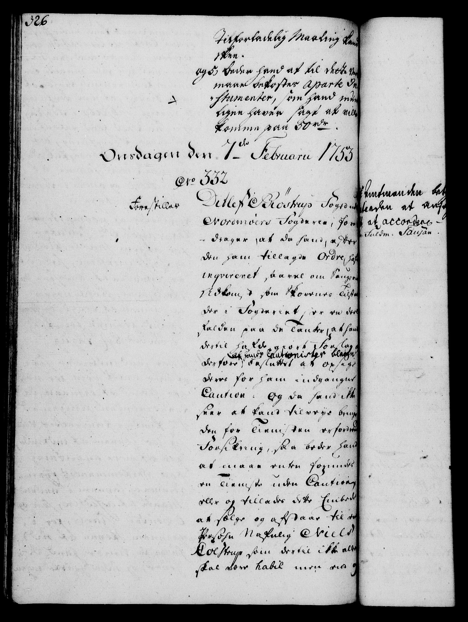Rentekammeret, Kammerkanselliet, RA/EA-3111/G/Gh/Gha/L0031: Norsk ekstraktmemorialprotokoll (merket RK 53.76), 1751-1753, s. 326