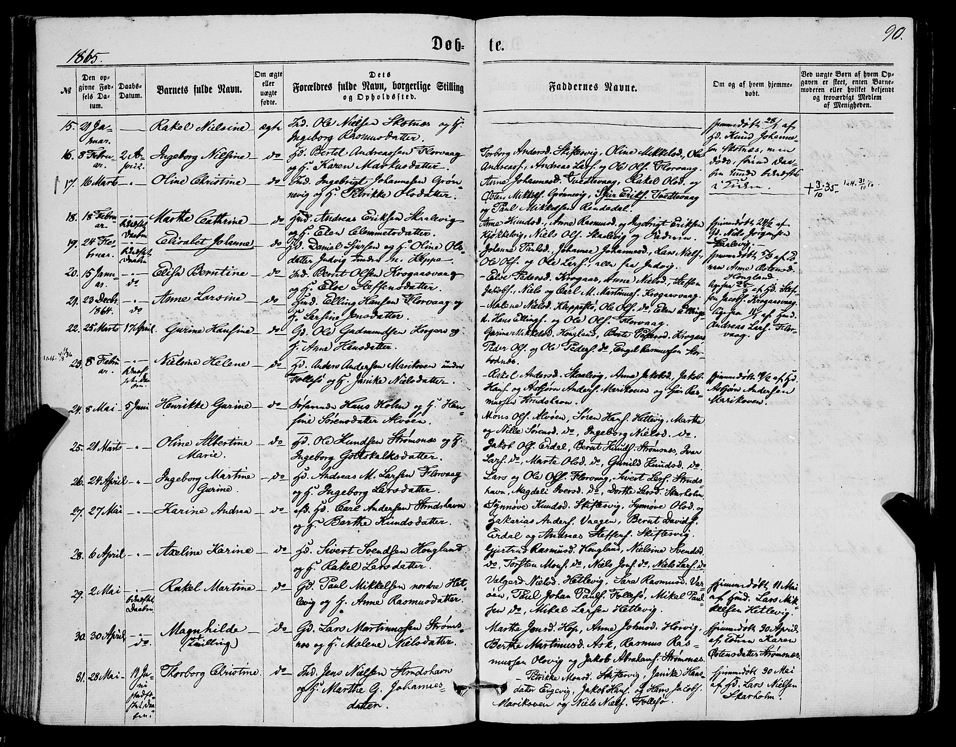 Askøy Sokneprestembete, AV/SAB-A-74101/H/Ha/Haa/Haaa/L0009: Ministerialbok nr. A 9, 1863-1877, s. 90
