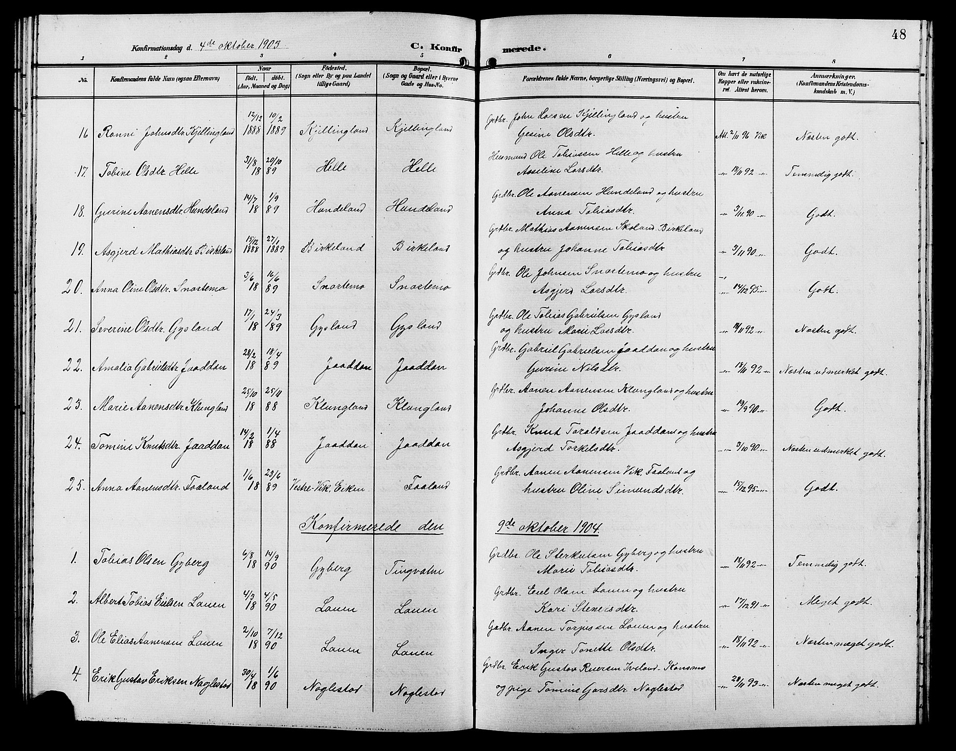 Hægebostad sokneprestkontor, SAK/1111-0024/F/Fb/Fba/L0004: Klokkerbok nr. B 4, 1897-1907, s. 48