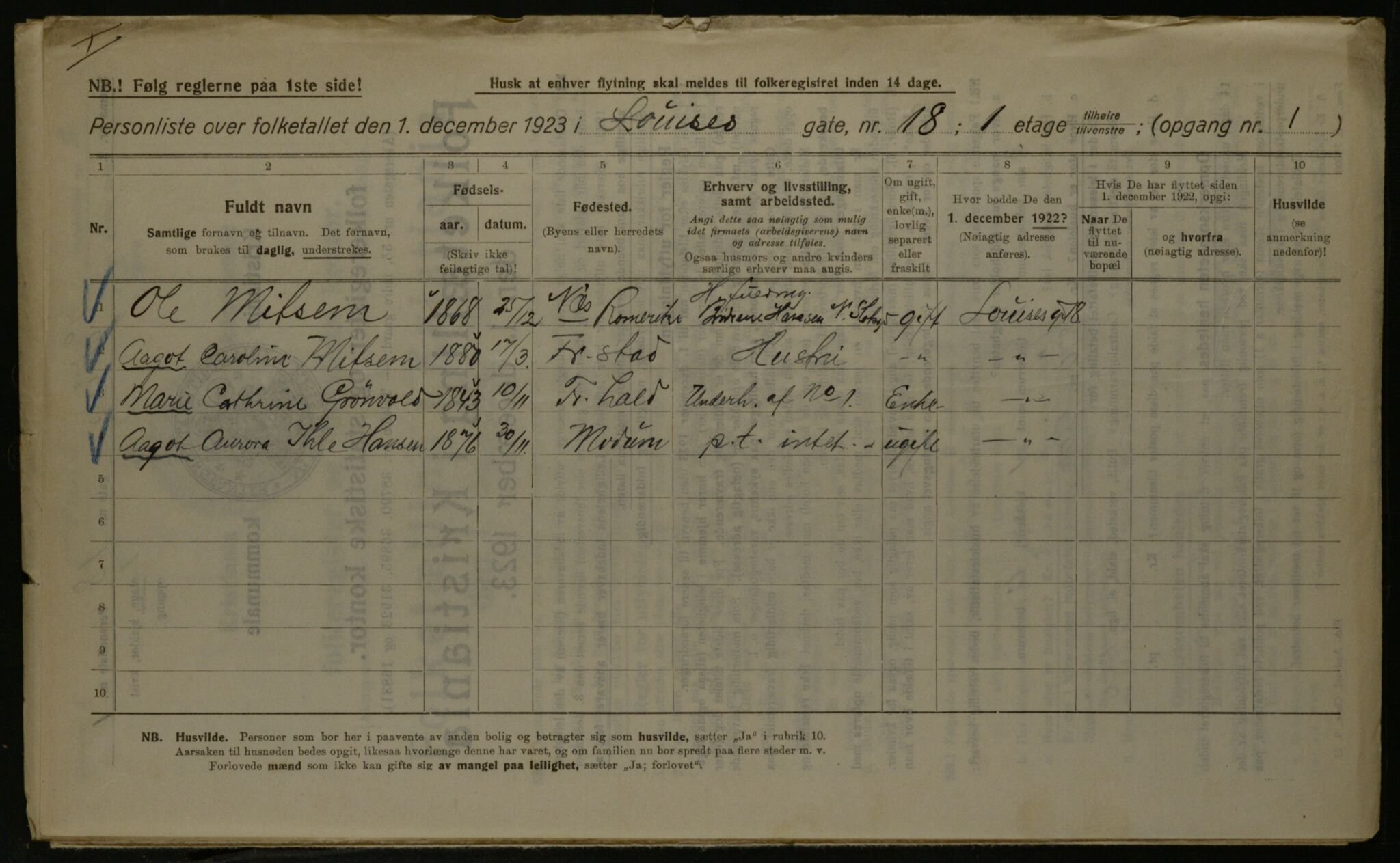 OBA, Kommunal folketelling 1.12.1923 for Kristiania, 1923, s. 64934