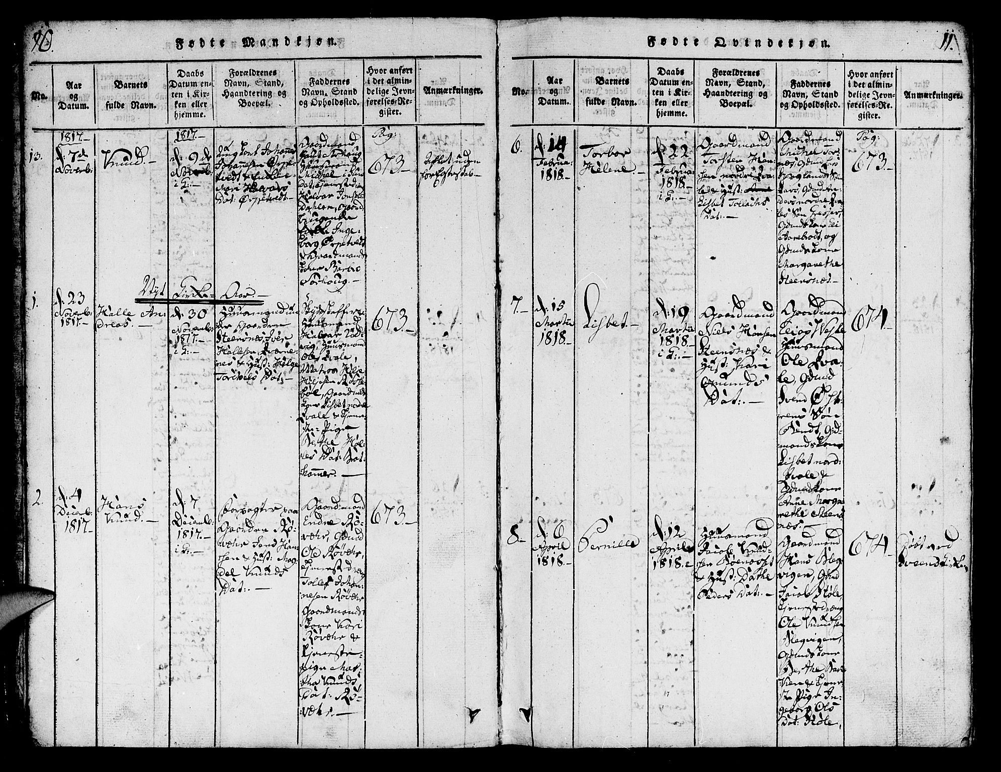 Torvastad sokneprestkontor, SAST/A -101857/H/Ha/Haa/L0004: Ministerialbok nr. A 4, 1817-1836, s. 10-11