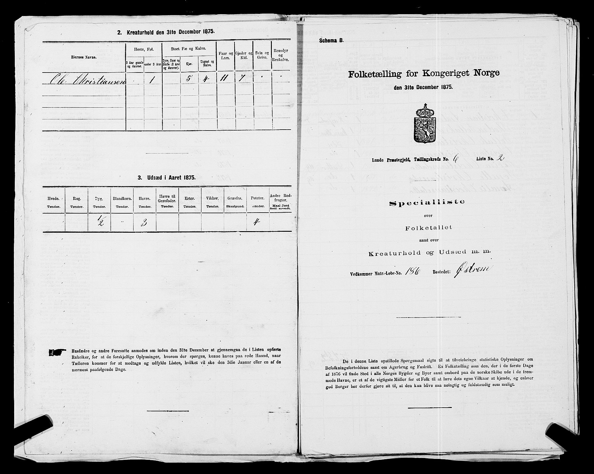 SAST, Folketelling 1875 for 1112P Lund prestegjeld, 1875, s. 551