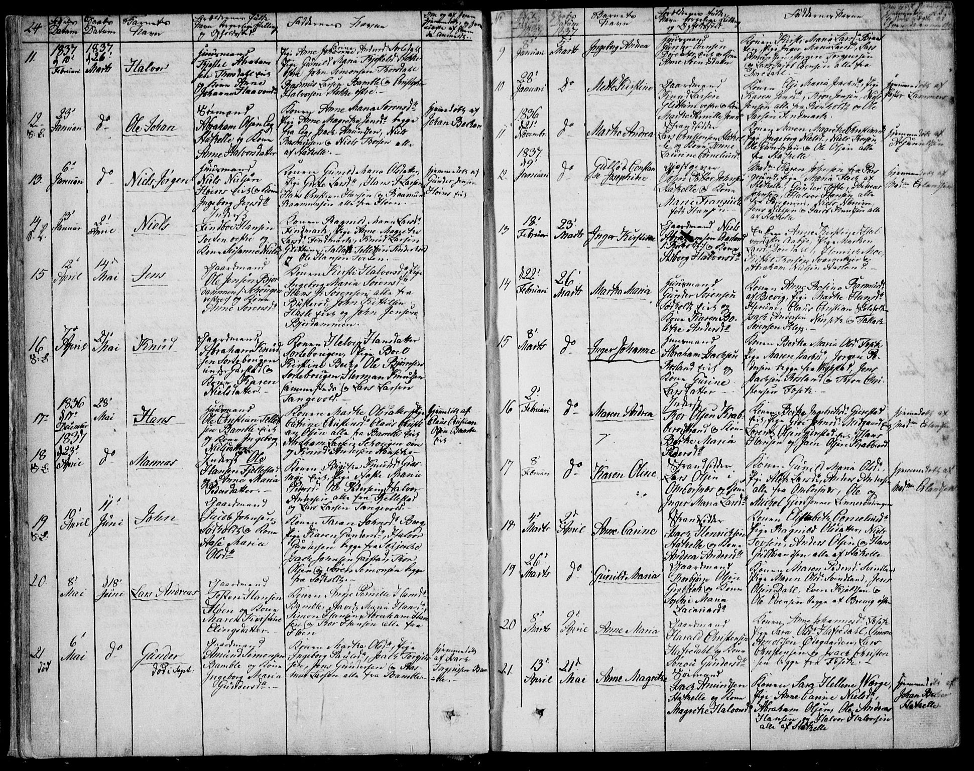 Bamble kirkebøker, AV/SAKO-A-253/F/Fa/L0004: Ministerialbok nr. I 4, 1834-1853, s. 24-25