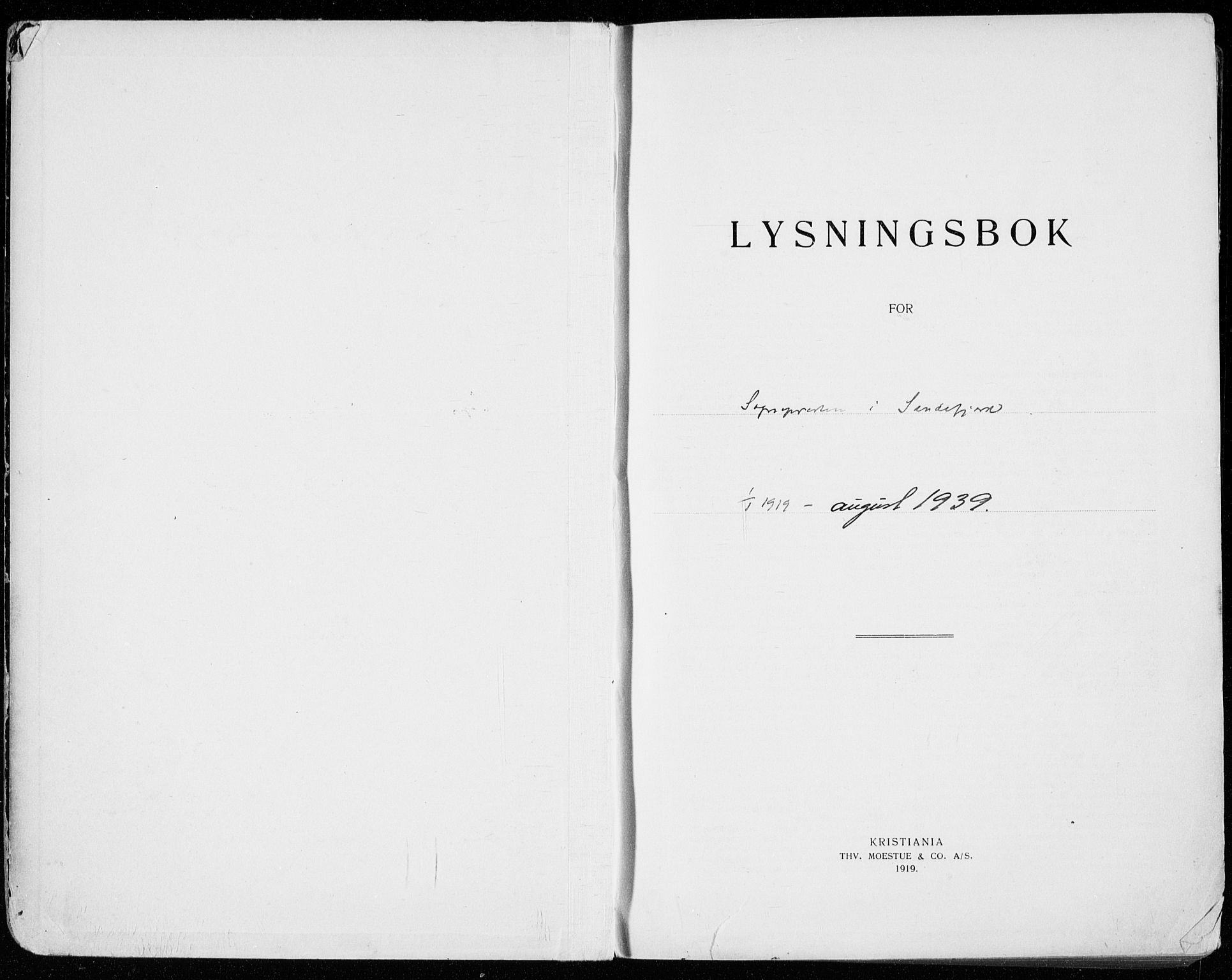 Sandefjord kirkebøker, SAKO/A-315/H/Ha/L0001: Lysningsprotokoll nr. 1, 1919-1939