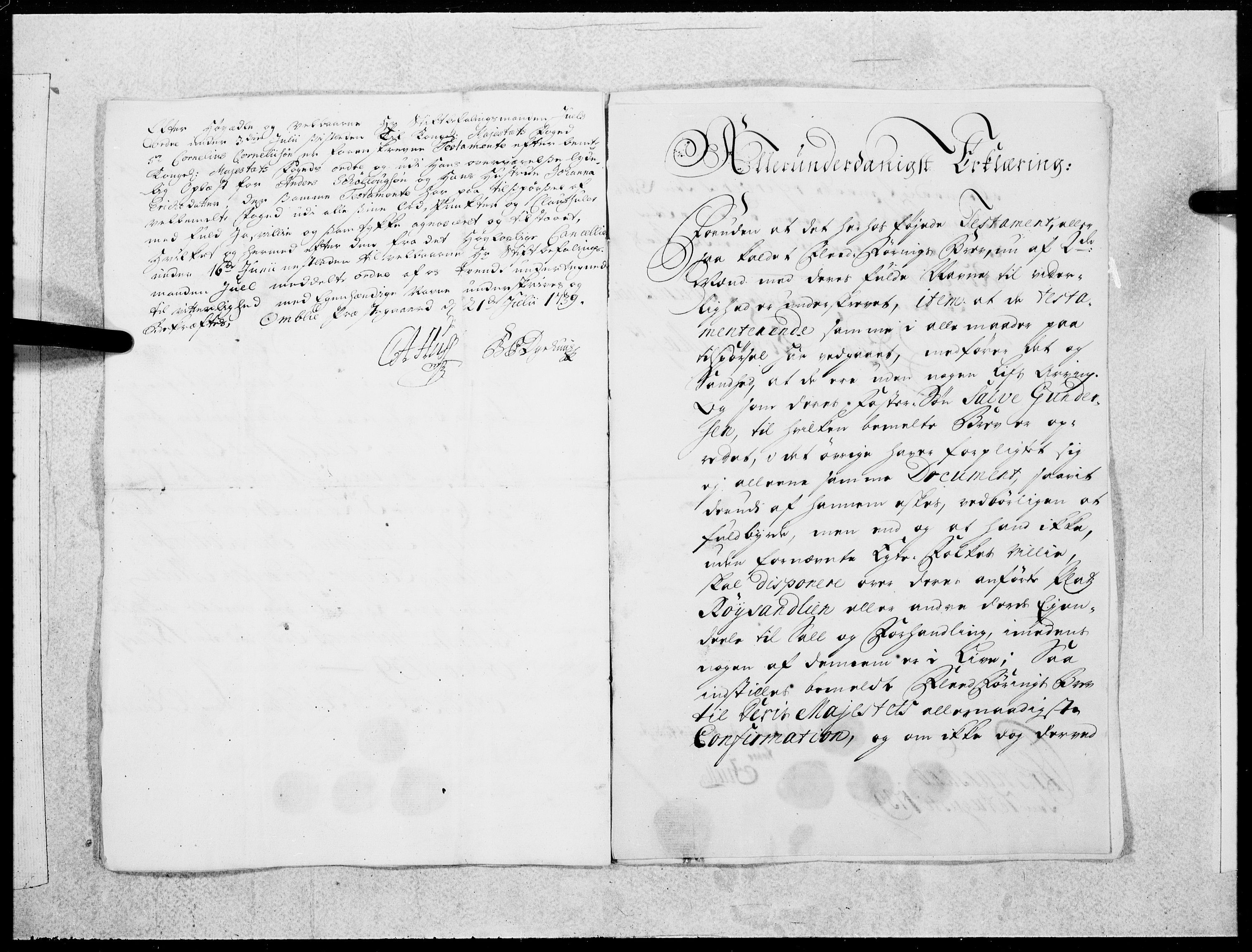 Danske Kanselli 1572-1799, AV/RA-EA-3023/F/Fc/Fcc/Fcca/L0130: Norske innlegg 1572-1799, 1739, s. 243