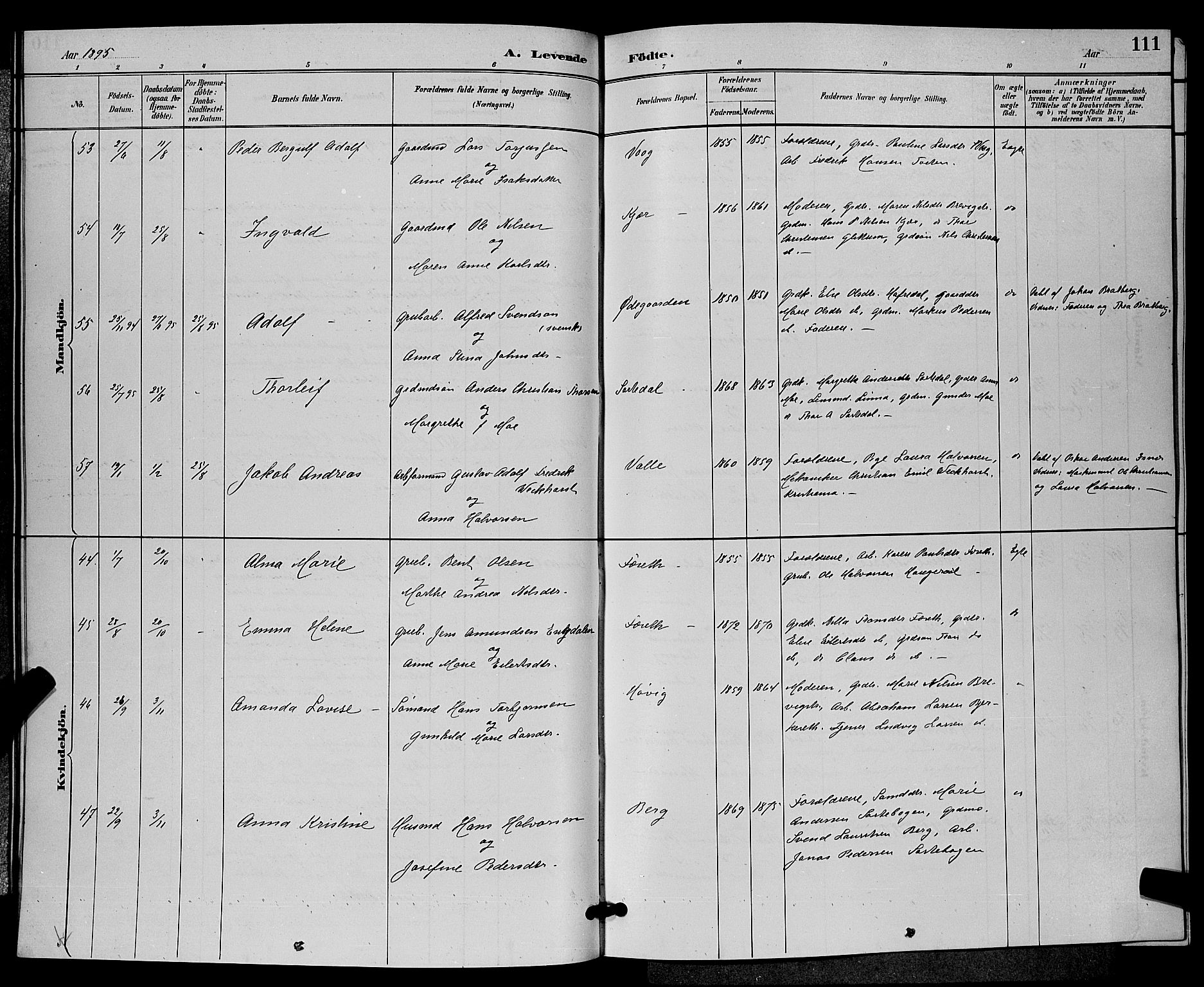Bamble kirkebøker, SAKO/A-253/G/Ga/L0009: Klokkerbok nr. I 9, 1888-1900, s. 111