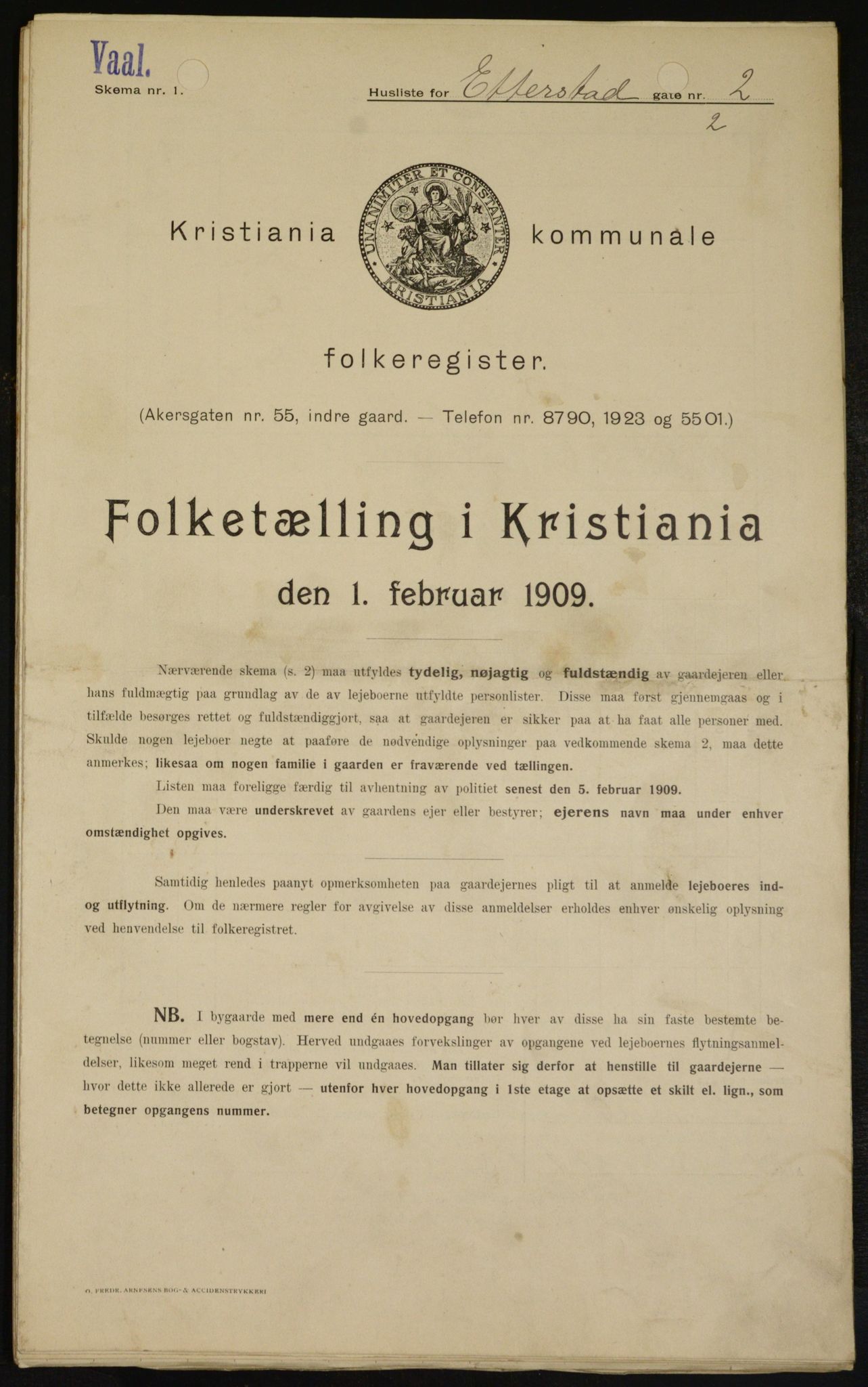 OBA, Kommunal folketelling 1.2.1909 for Kristiania kjøpstad, 1909, s. 20175