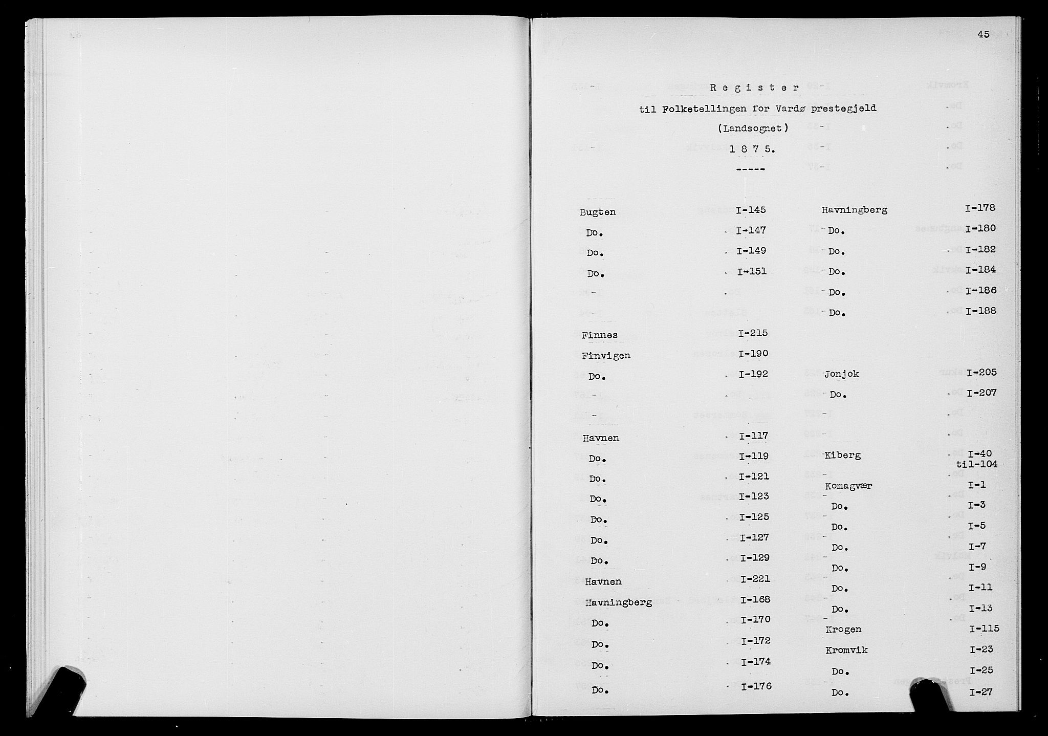 SATØ, Folketelling 1875 for 2028L Vardø prestegjeld, Vardø landsokn, 1875, s. 45