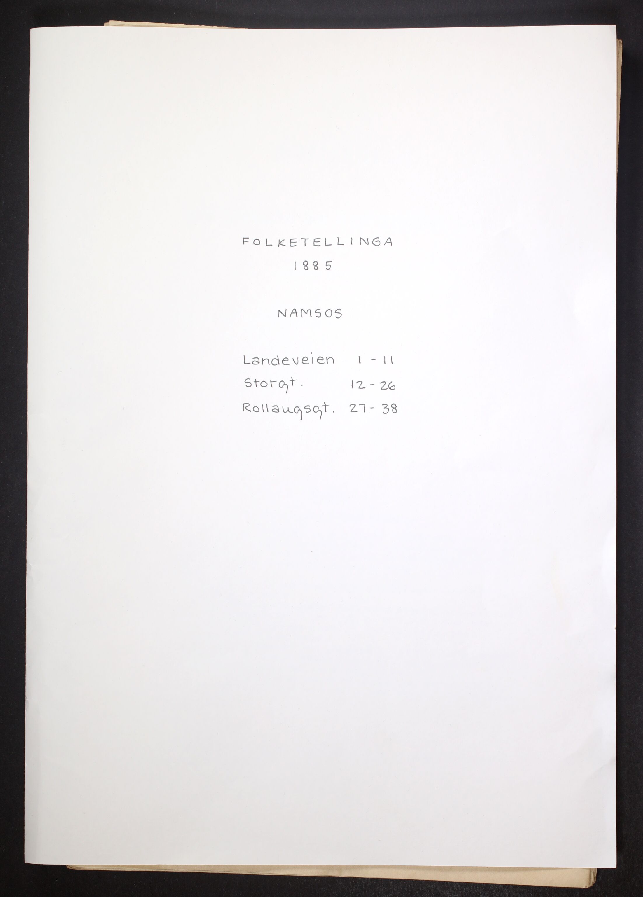 SAT, Folketelling 1885 for 1703 Namsos ladested, 1885